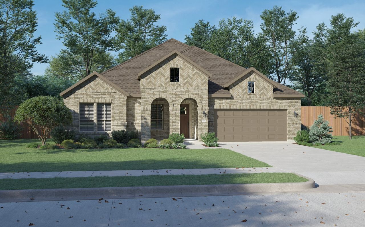 Front exterior of a new home in Dove Hollow, Waxahachie, TX, highlighting curb appeal (Image 2).