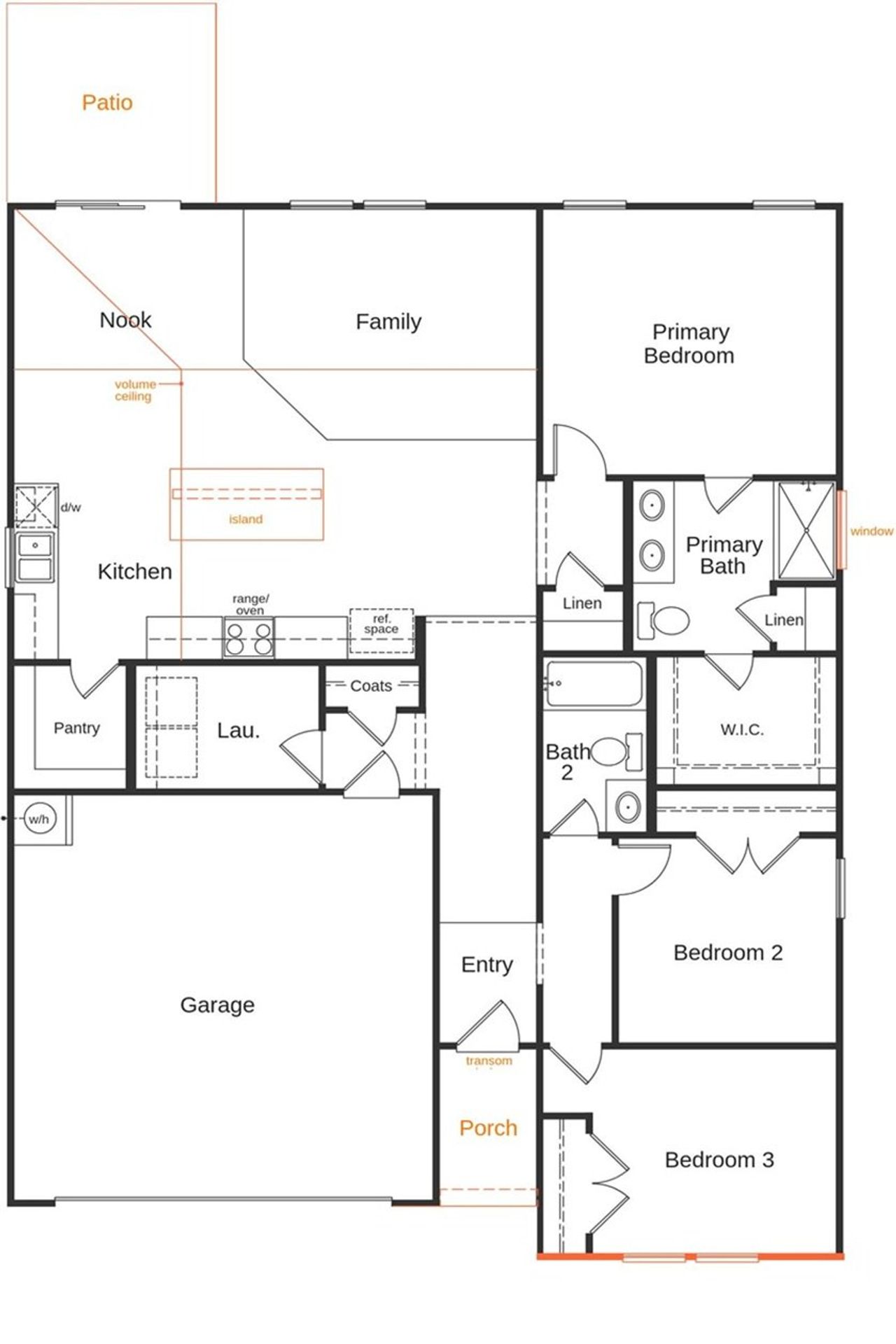 2D floor plan layout of this home in Bella Vista Heritage, Denver, NC (Image 2).