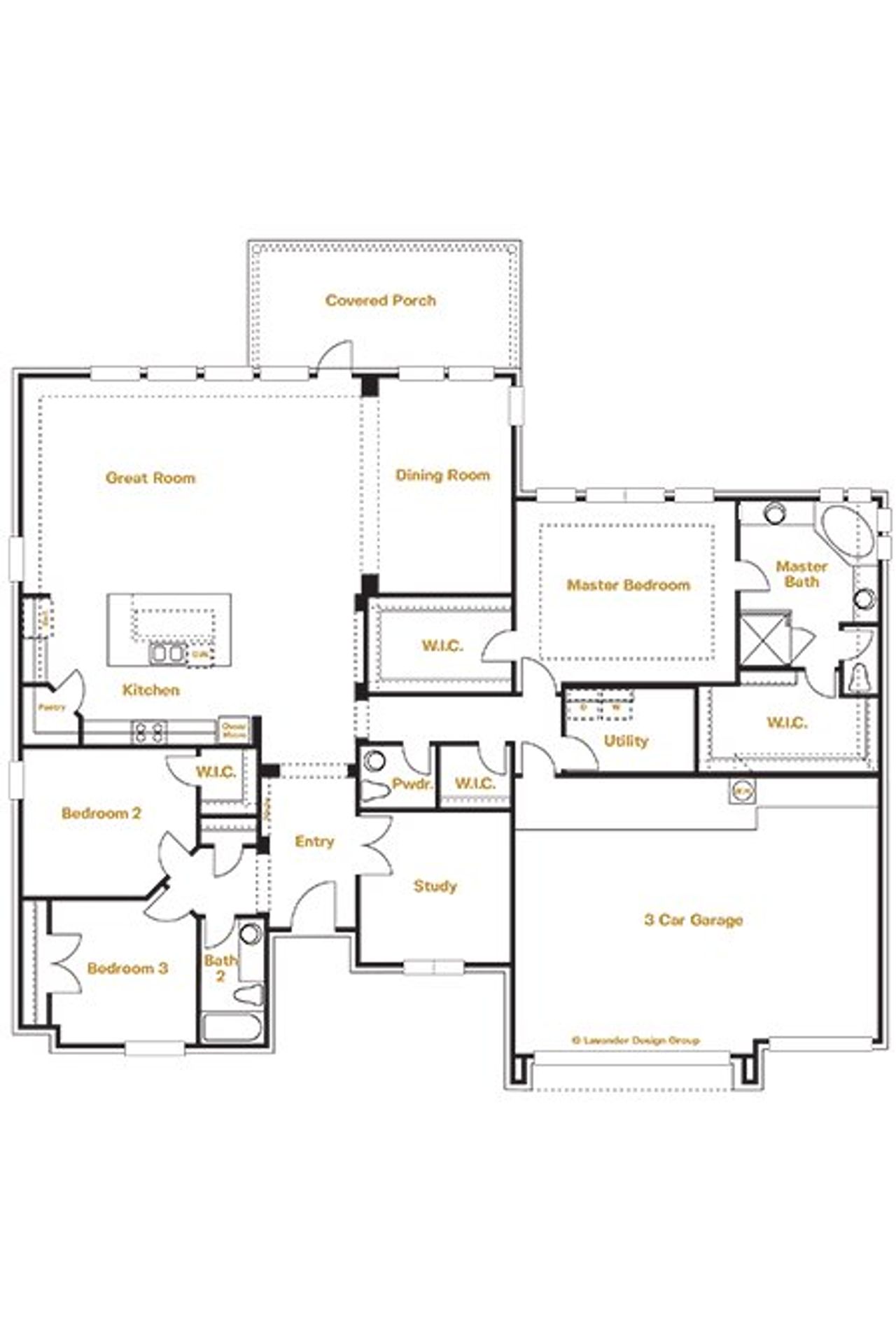 2D floor plan layout for the Ashbourne by Sitterle Homes in Highland Estates, San Antonio, TX (Image 2).