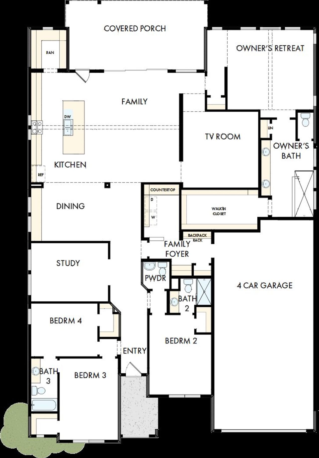 2D floor plan layout of this home in Colton 65' Homesites, Todd Mission, TX (Image 2).