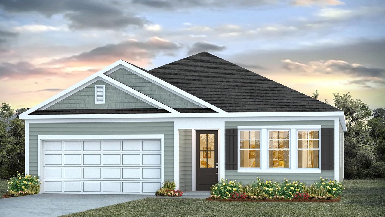 Representative exterior photo of a completed home built from the Aberdeen by D.R. Horton in The Lakes at North Glynn, Brunswick, GA (Image 2).