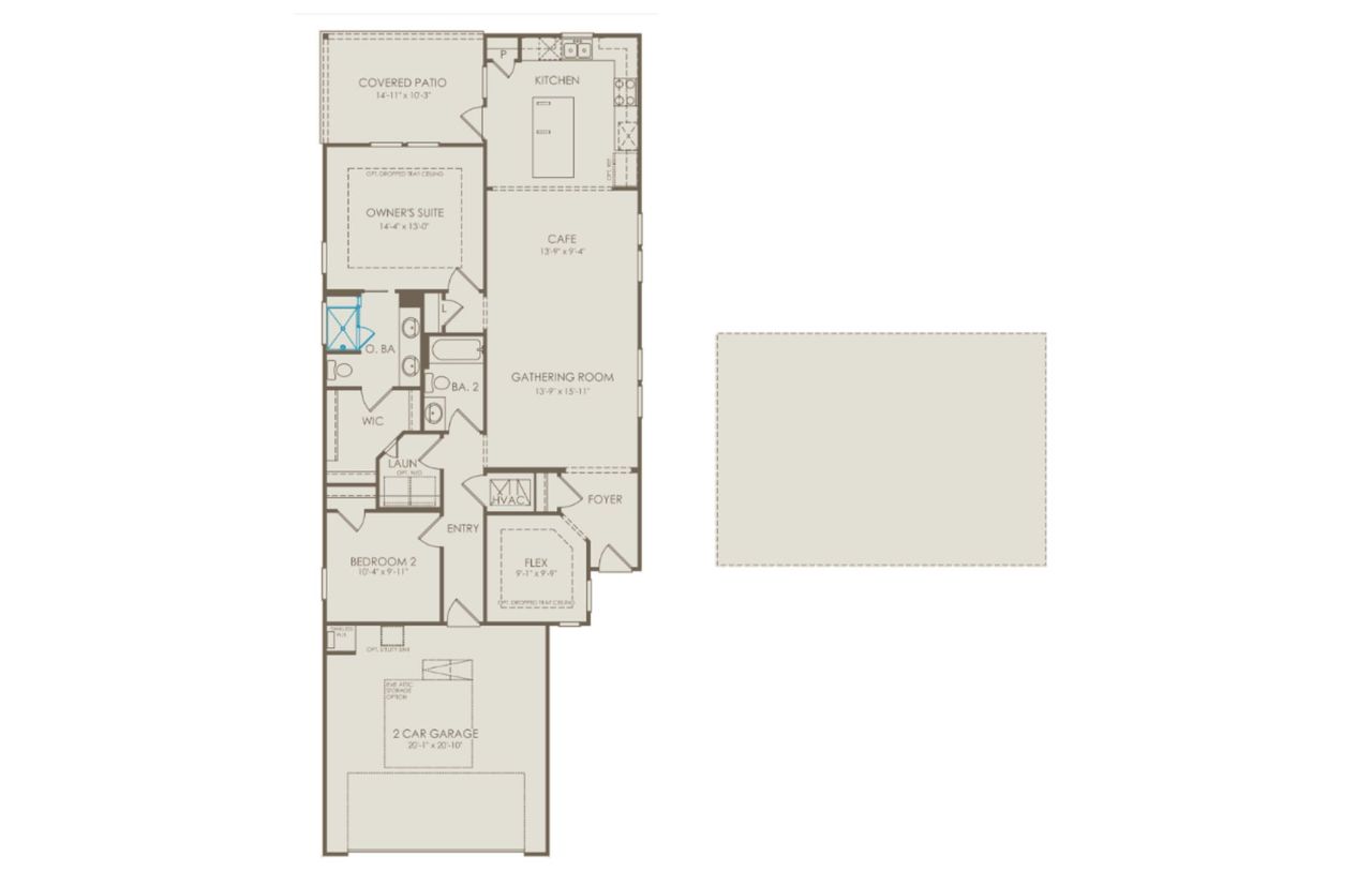 2D floor plan layout of this home in Del Webb Southern Harmony, Murfreesboro, TN (Image 2).