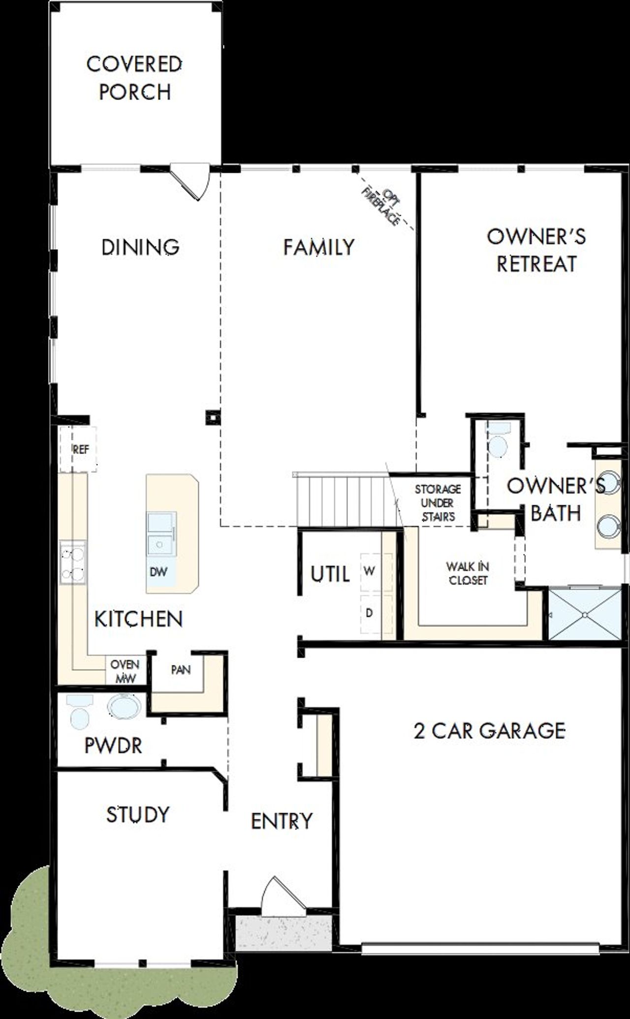 2D floor plan layout of this home in Sandbrock Ranch, Aubrey, TX (Image 2).