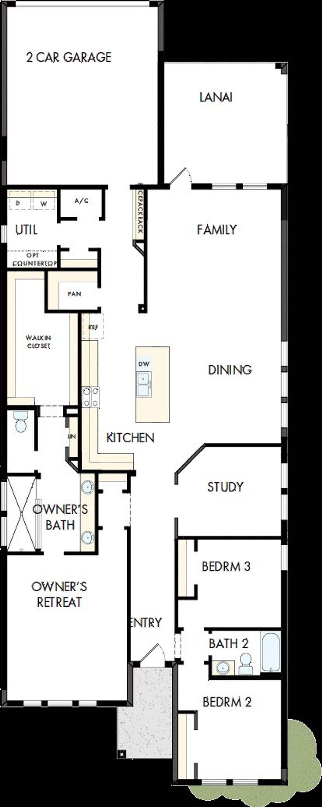 2D floor plan layout of this home in Vistera of Venice – Cottage Series, Nokomis, FL (Image 2). 2D floor plan layout of this home in Vistera of Venice – Cottage Series, Nokomis, FL (Image 2).