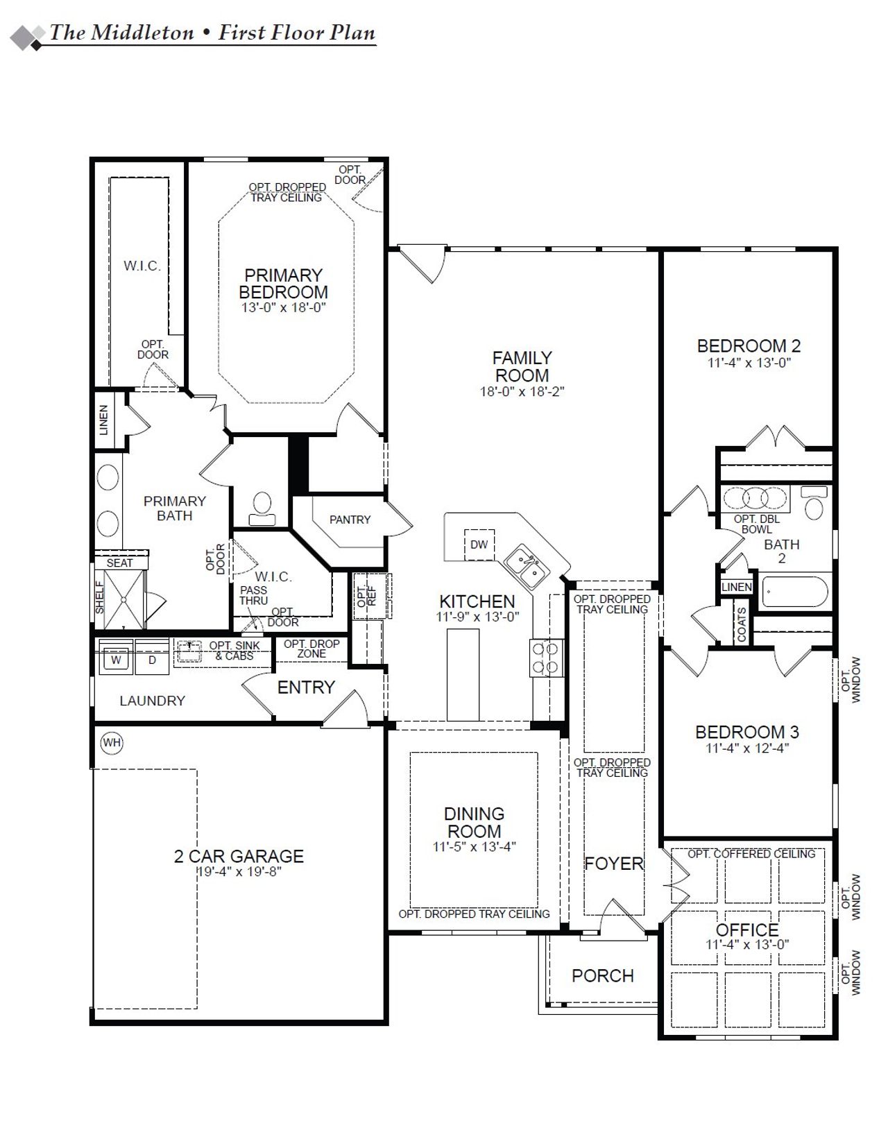 2D floor plan layout of this home in The Village at Horse Creek, Graniteville, SC (Image 2).