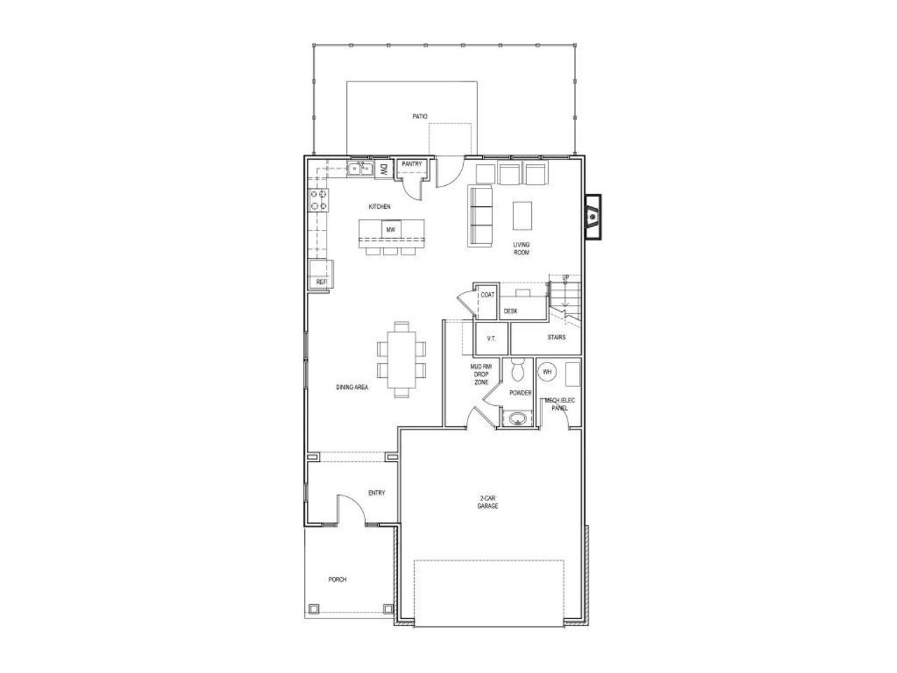 2D floor plan layout of this home in The Preserve at Killian Hill, Lilburn, GA (Image 2).
