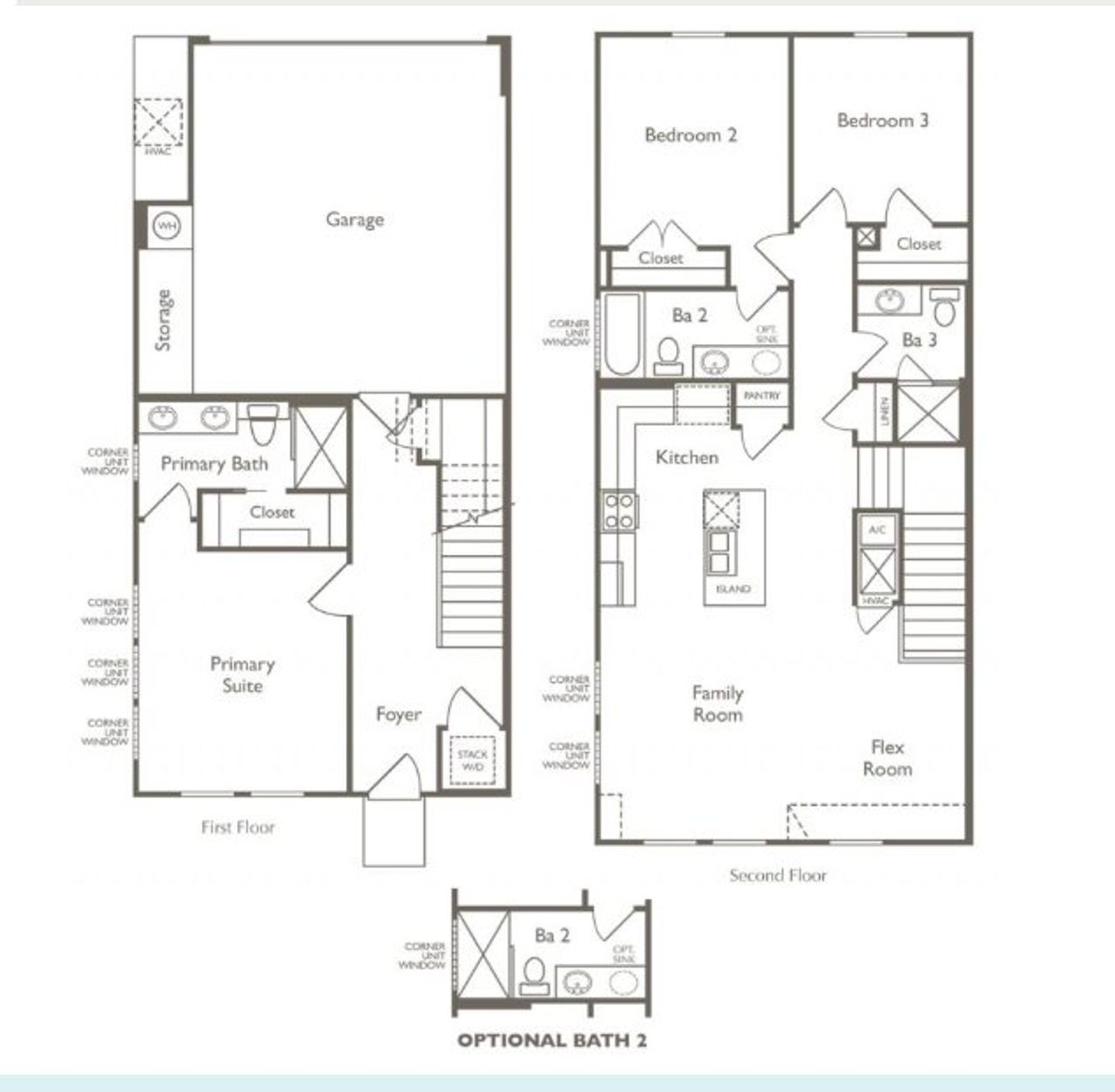 2D floor plan layout of this home in Koenig Townhomes, Austin, TX (Image 2).