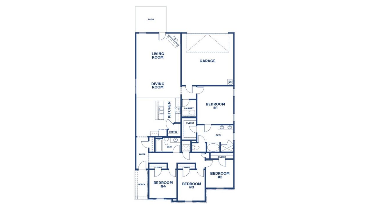 2D floor plan layout for the Bryan by D.R. Horton in Westland, Bogart, GA (Image 2).