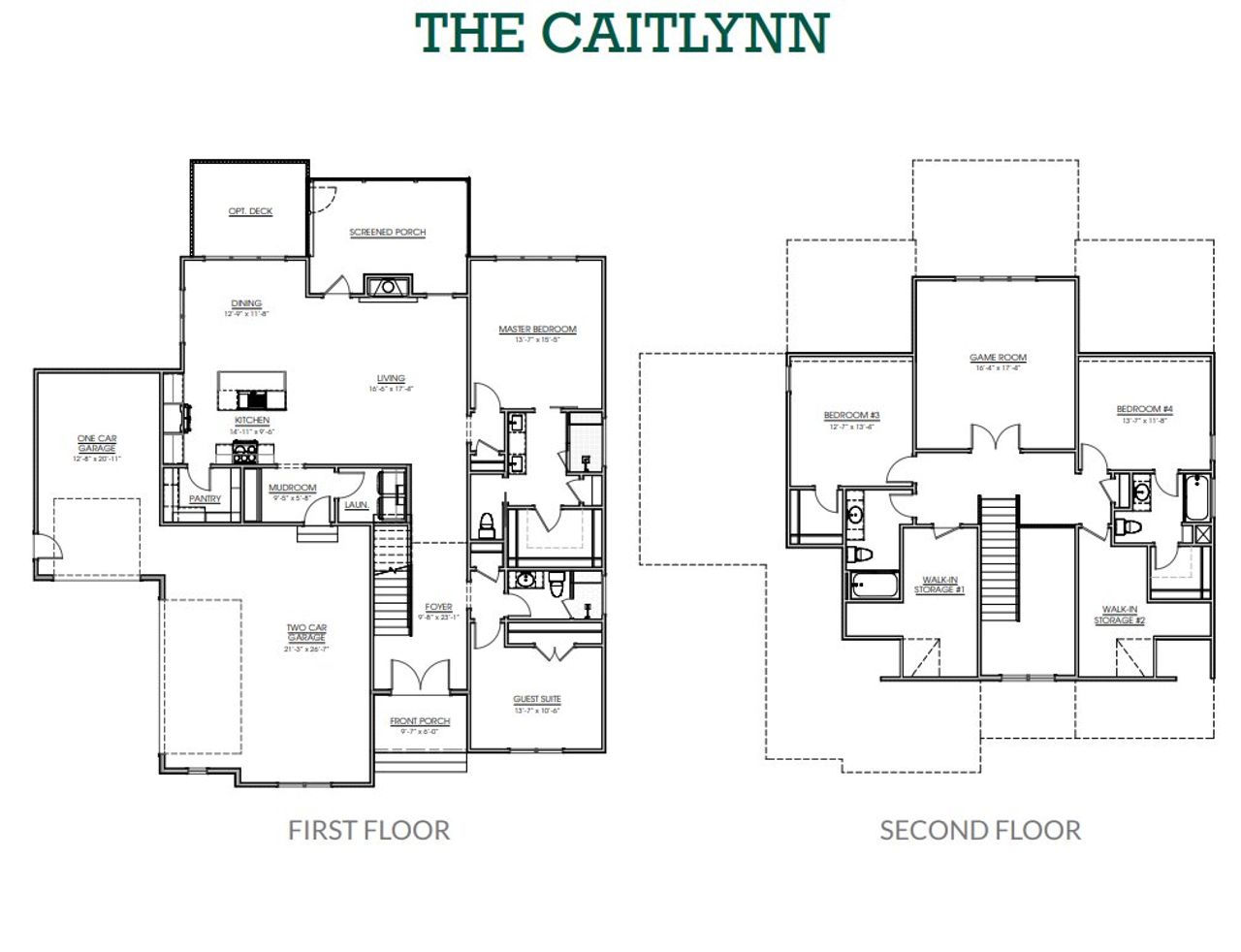 2D floor plan layout for the The Caitlynn by Ken Harvey Homes in Cotton Farms, Fuquay Varina, NC (Image 2).