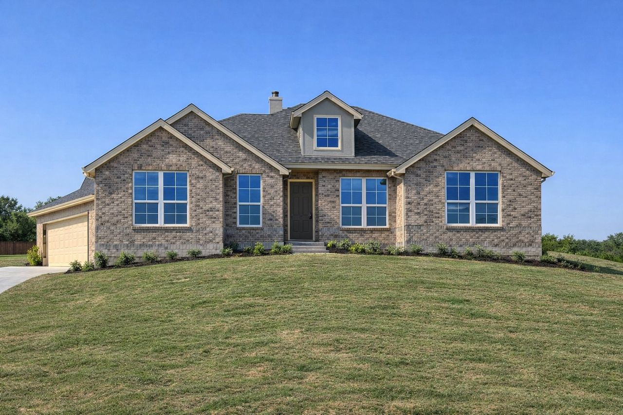 Front exterior of a new home in Terra Vista Estates, Springtown, TX, highlighting curb appeal (Image 2).