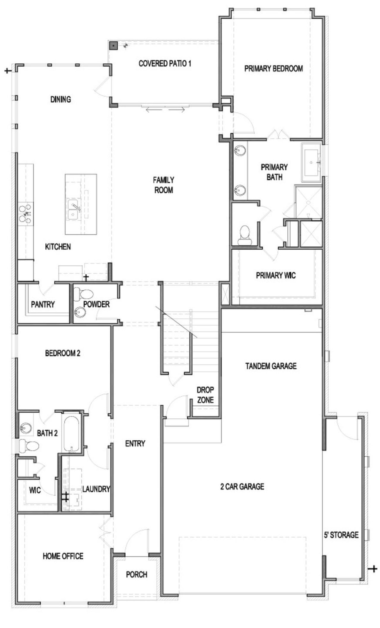 2D floor plan layout of this home in Prominence, San Antonio, TX (Image 2).