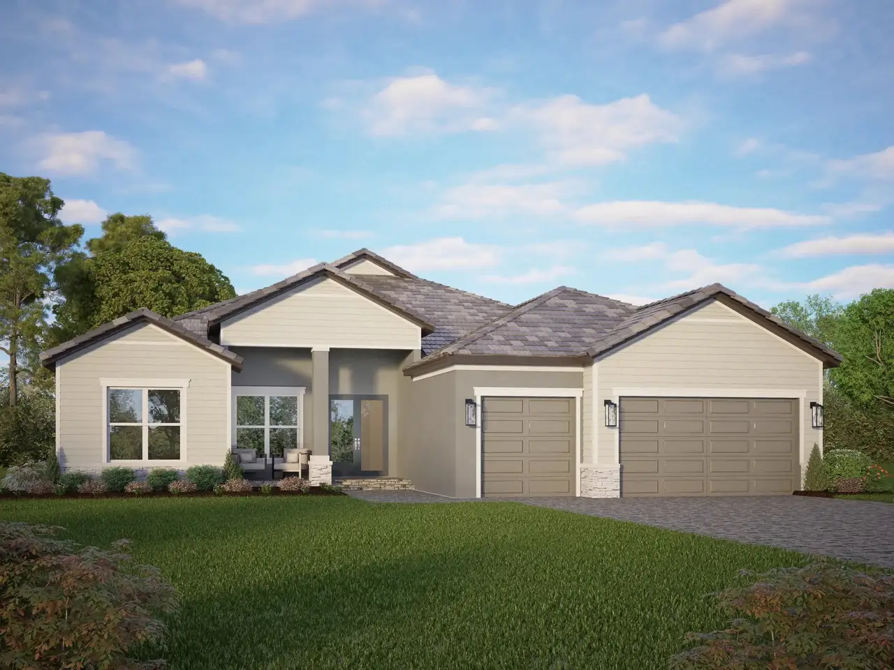 Representative exterior photo of a completed home built from the Casey Key by Sam Rodgers Homes in Arbour Lake Preserve, Sarasota, FL (Image 2).