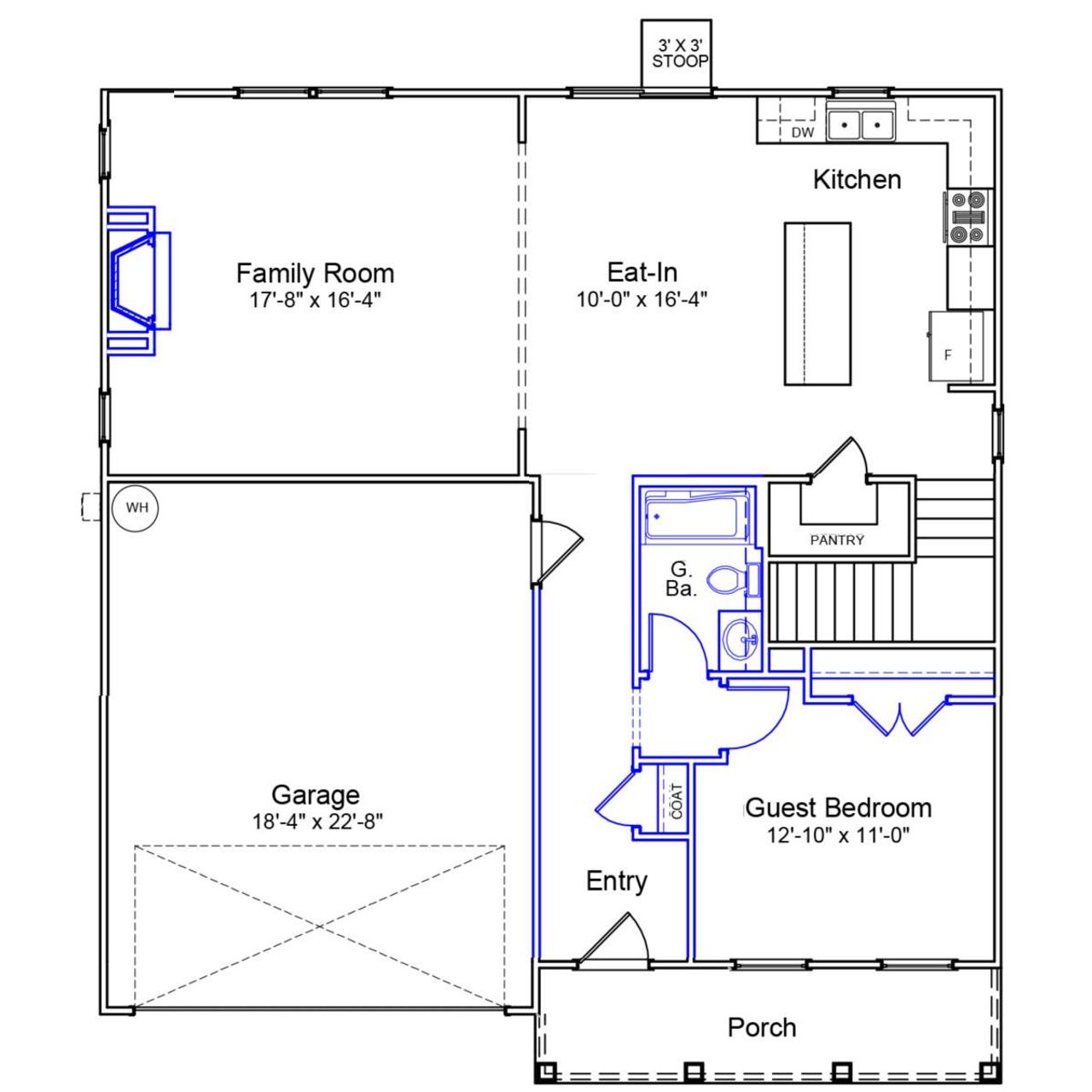 2D floor plan layout of this home in Stapleton, Clemmons, NC (Image 2).