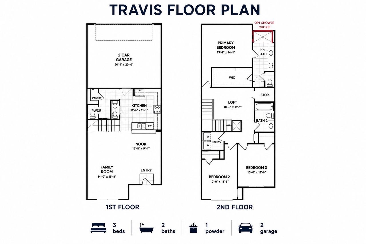 2D floor plan layout of this home in Seven Oaks Townhomes, Tomball, TX (Image 2).