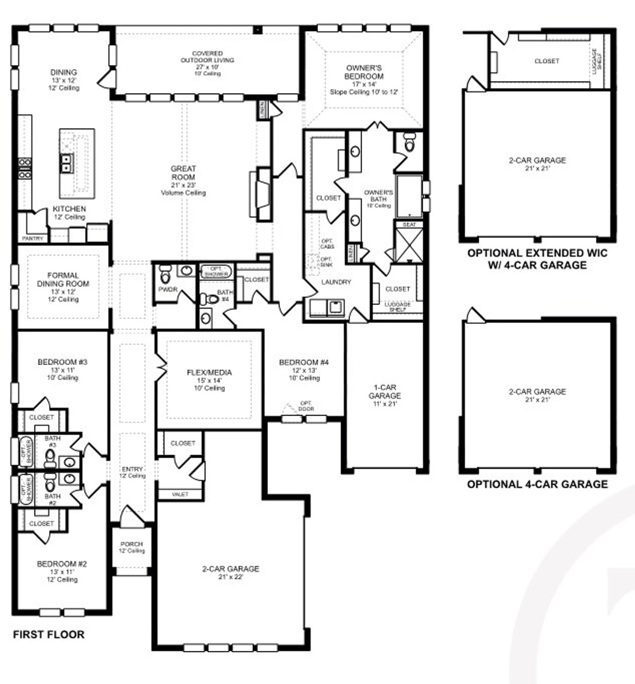 2D floor plan layout for the Plan 6022 by Tradition Homes in Mustang Lakes – 86’, Celina, TX (Image 2). 2D floor plan layout for the Plan 6022 by Tradition Homes in Mustang Lakes – 86’, Celina, TX (Image 2).