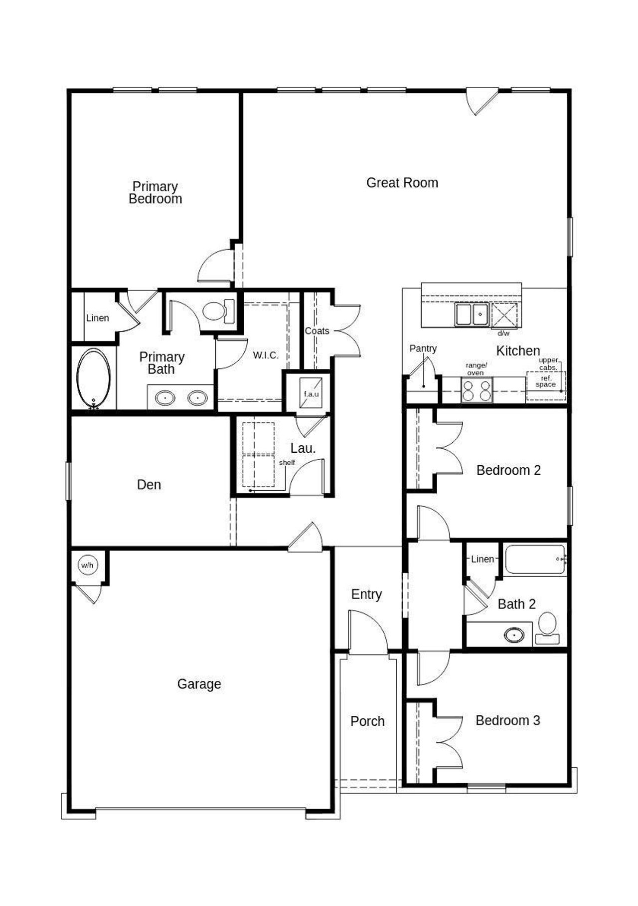 This floor plan features 3 bedrooms, 2 full baths, and over 1,600 square feet of living space