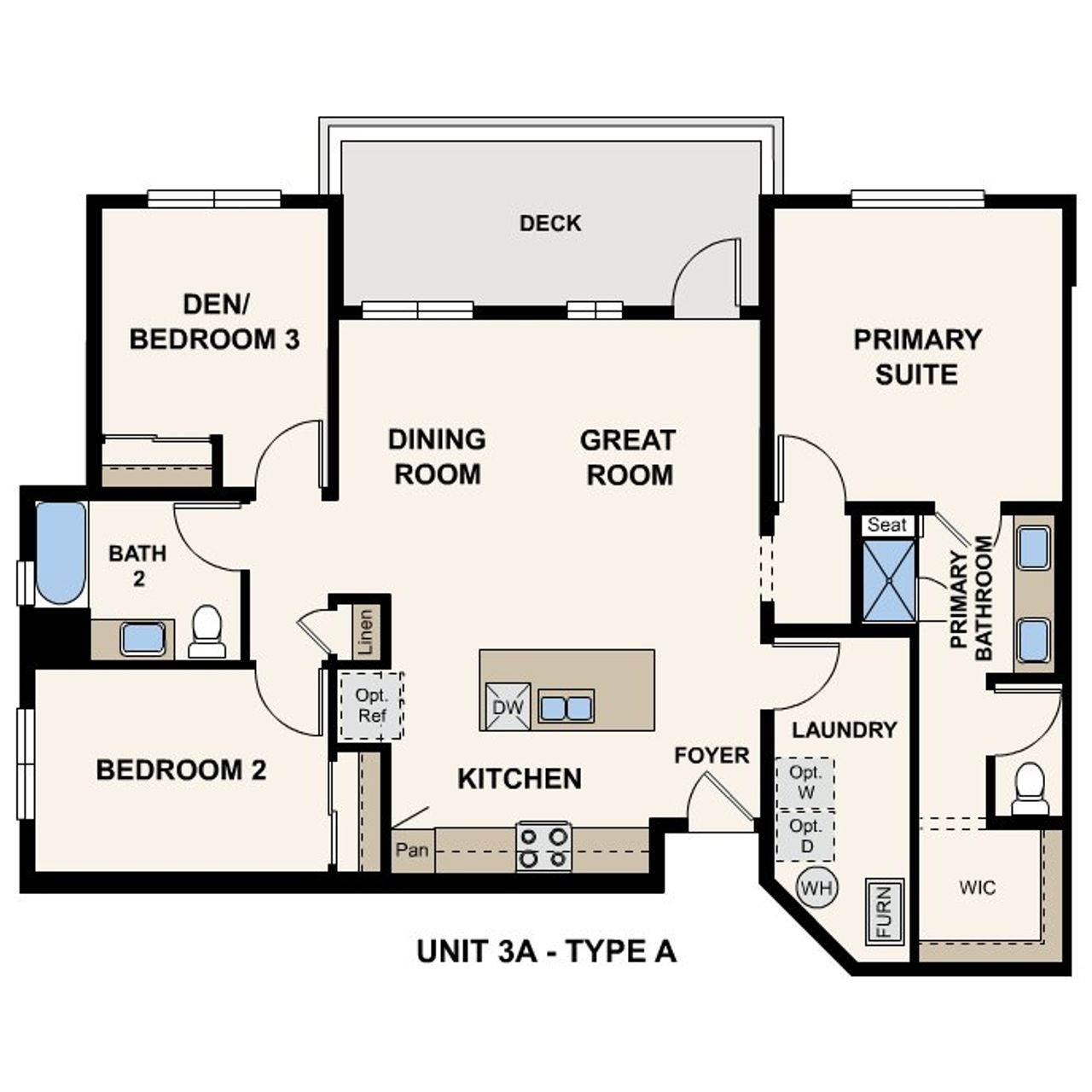 2D floor plan layout of this home in Grand Vue at Interlocken, Broomfield, CO (Image 2).