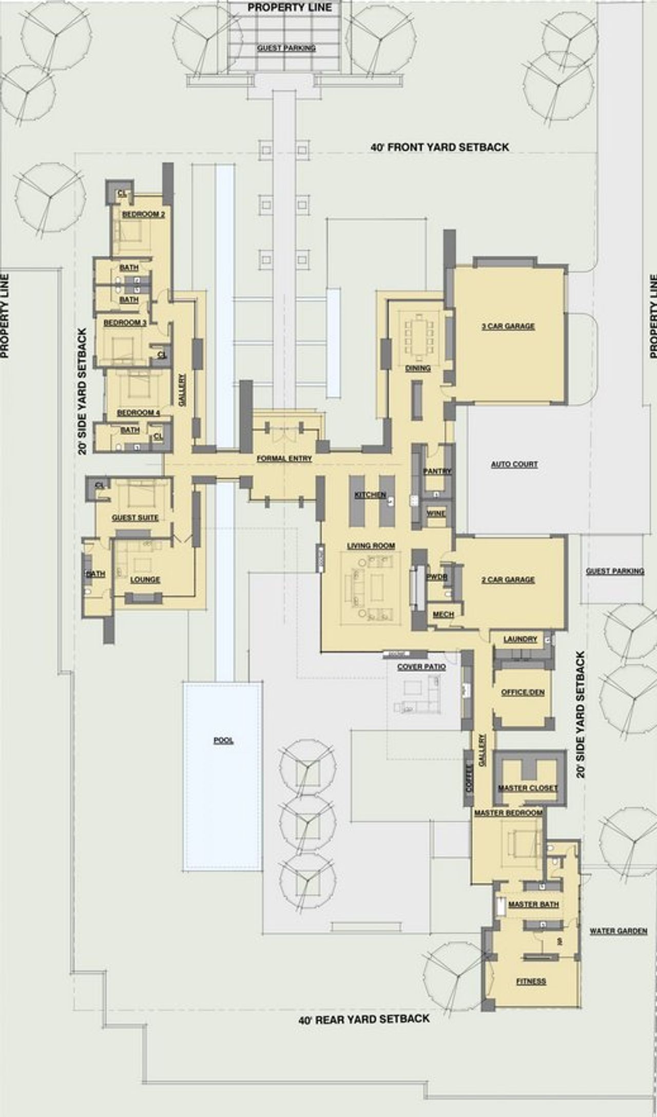 2D floor plan layout for the Bluebird Arroyo by BedBrock Developers in Bird Street Estates, Paradise Valley, AZ (Image 2). 2D floor plan layout for the Bluebird Arroyo by BedBrock Developers in Bird Street Estates, Paradise Valley, AZ (Image 2).