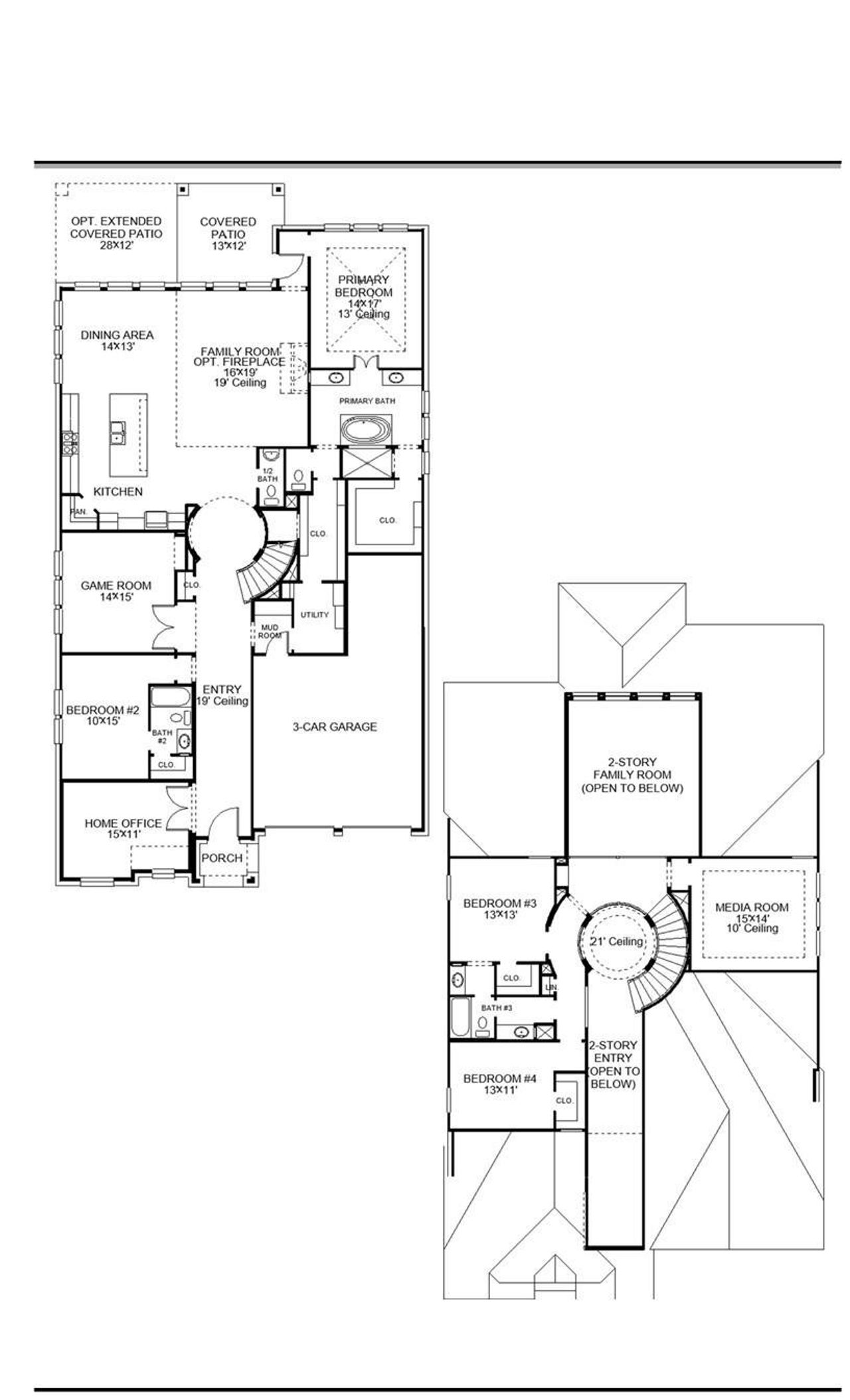 2D floor plan layout of this home in Cross Creek West 55', Fulshear, TX (Image 2).
