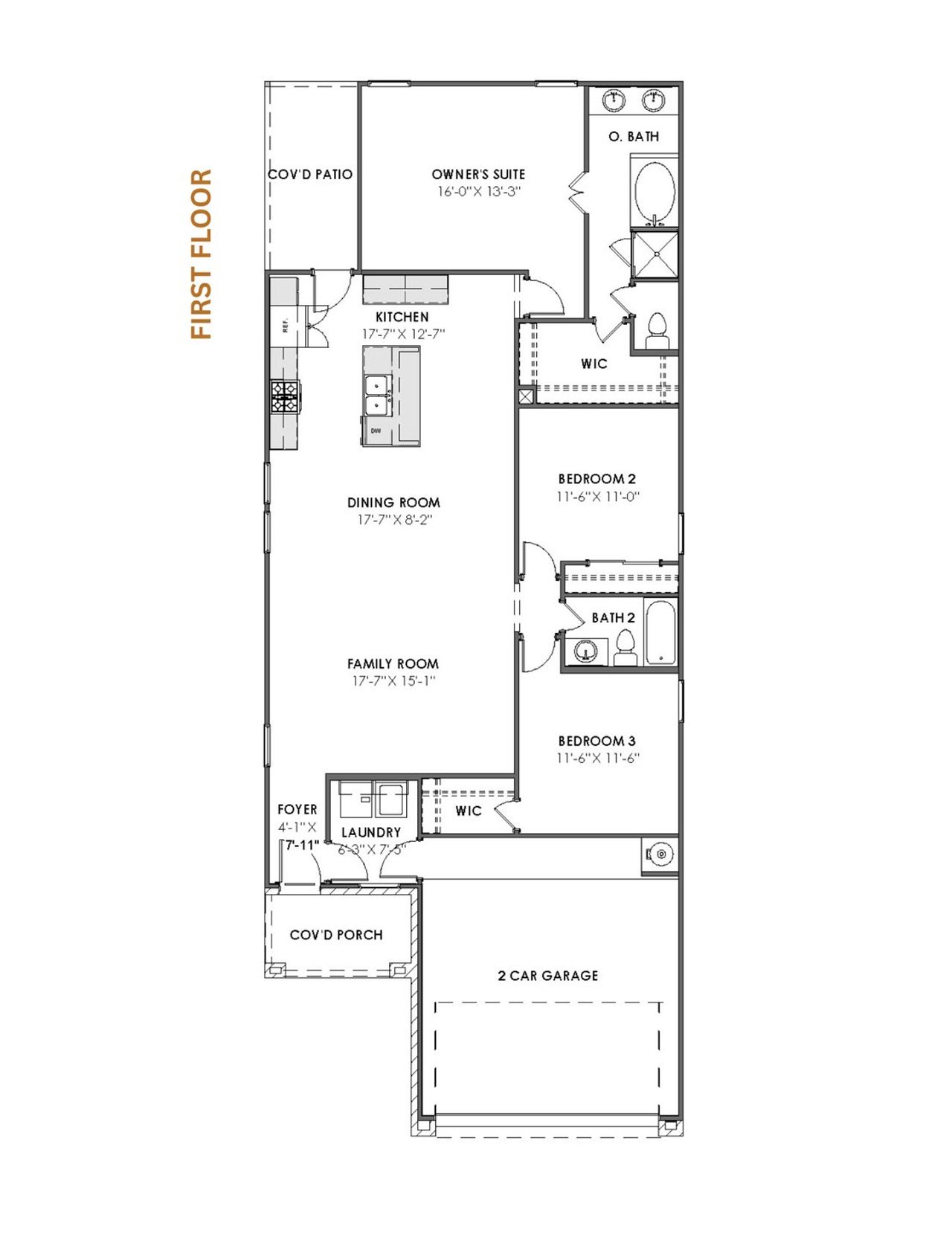 2D floor plan layout of this home in Glendale Lakes, Rosharon, TX (Image 2).