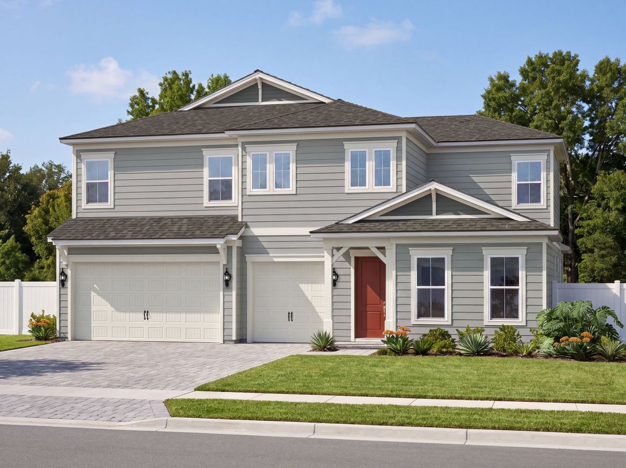 Representative exterior photo of a completed home built from the Merlot Grand by Pulte Homes in Oakmere, Jacksonville, FL (Image 2). Representative exterior photo of a completed home built from the Merlot Grand by Pulte Homes in Oakmere, Jacksonville, FL (Image 2).