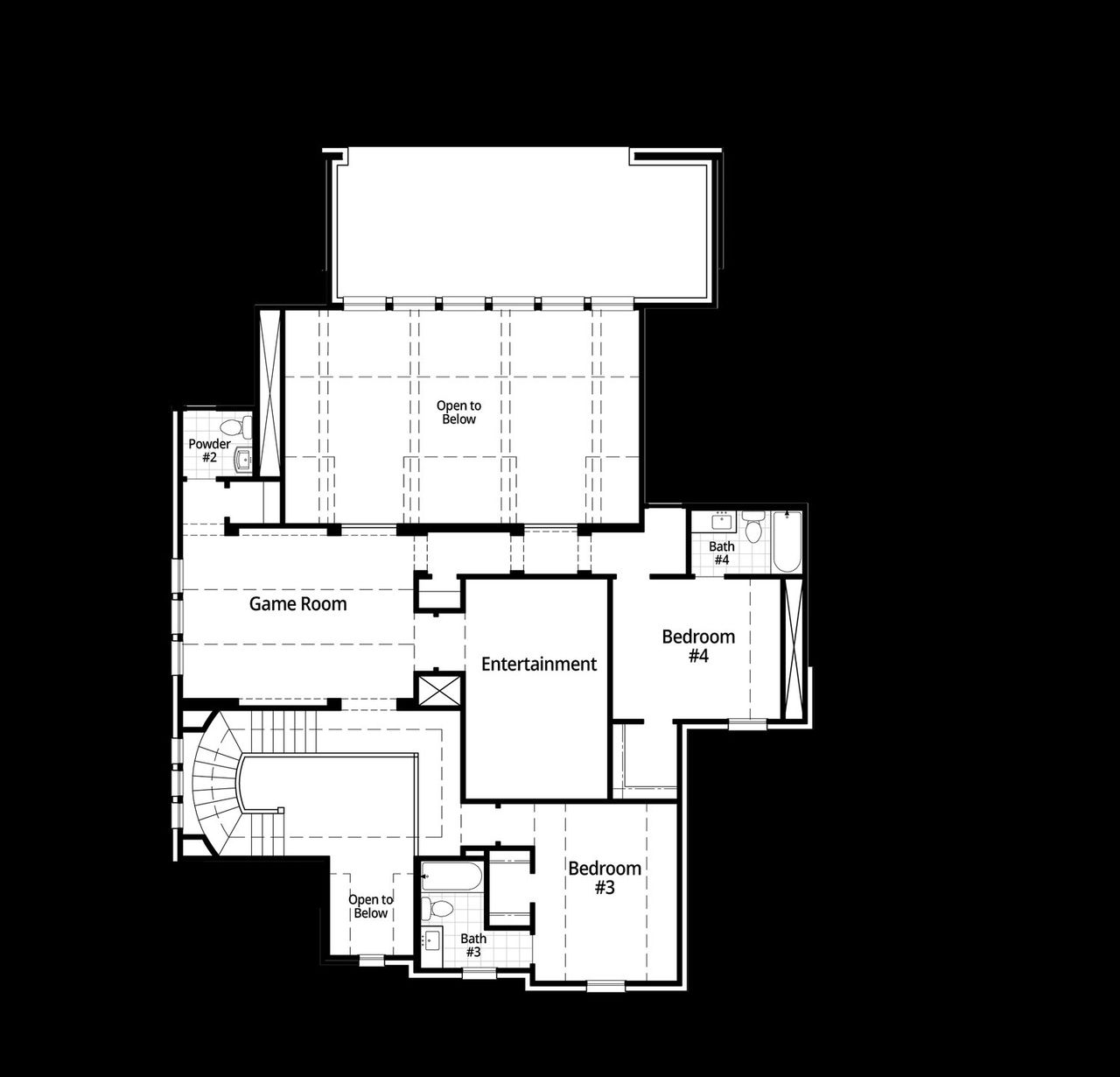 2D floor plan layout for the Livorno by Huntington Homes in Kresston 70s, Montgomery, TX (Image 2).