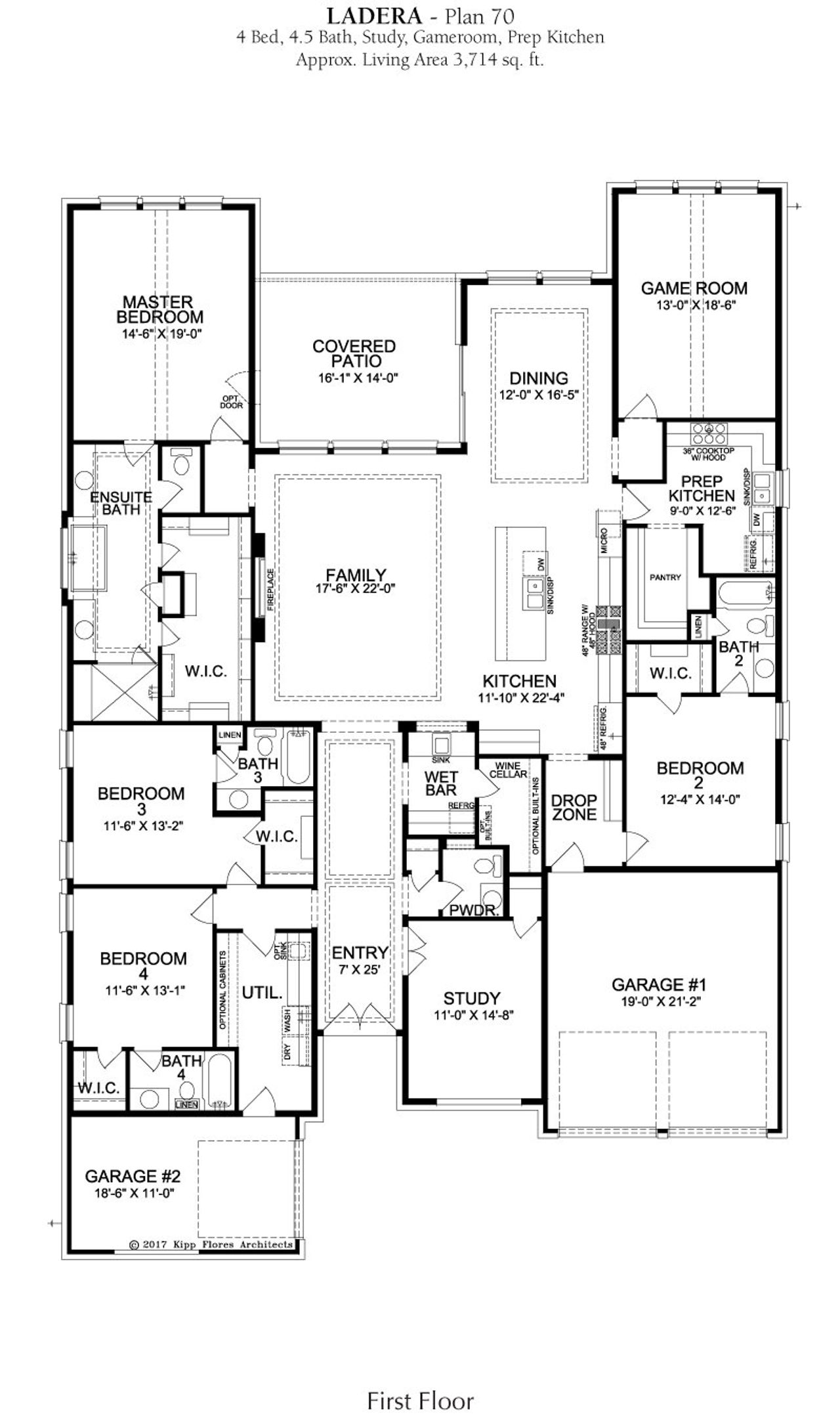 2D floor plan layout for the Ladera by Landon Homes in Fields - Brookside North, Frisco, TX (Image 2).
