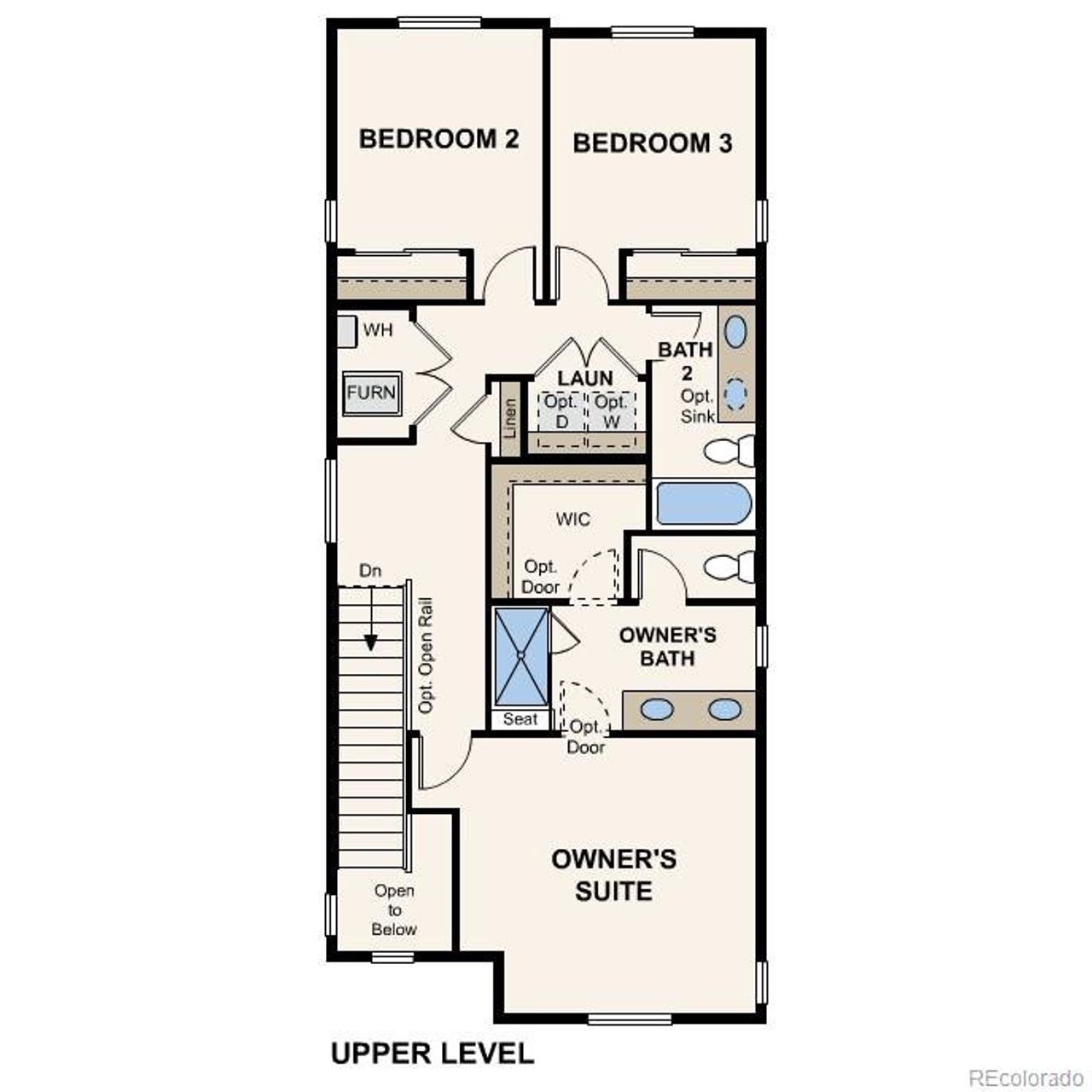 2D floor plan layout of this home in The Boulevard I Collection at Windler, Aurora, CO (Image 2).