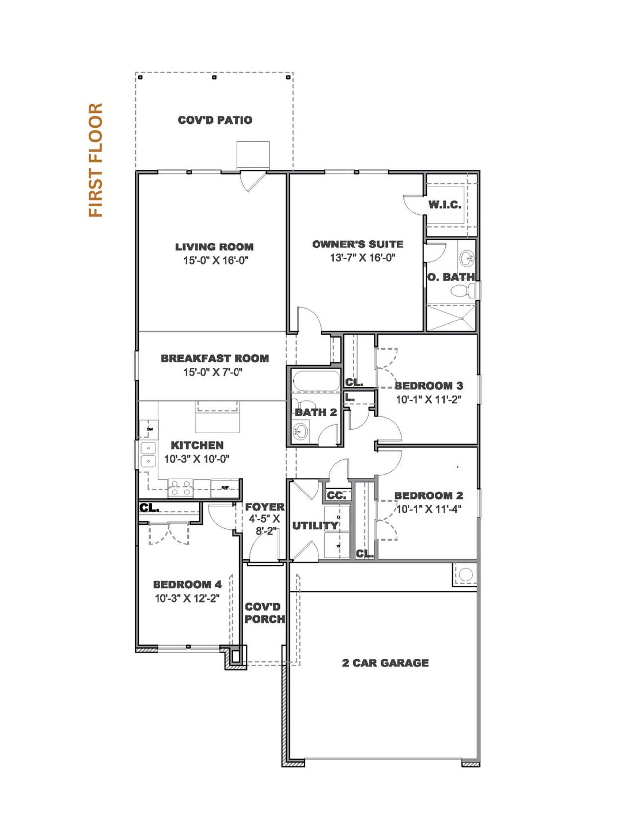 2D floor plan layout of this home in Yowell Ranch, Killeen, TX (Image 2). 2D floor plan layout of this home in Yowell Ranch, Killeen, TX (Image 2).