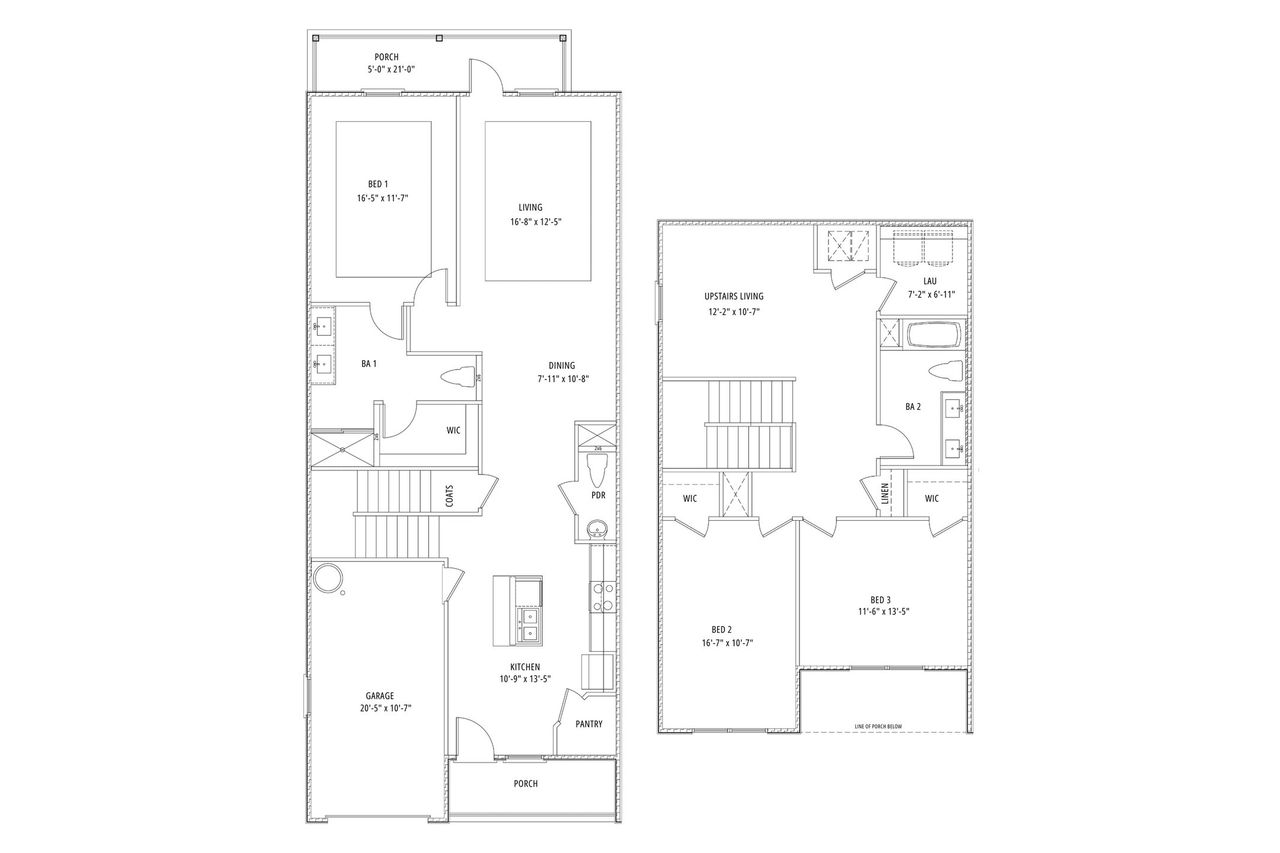 2D floor plan layout for the The McClain by D.R. Horton in Fallschase, Tallahassee, FL (Image 2).