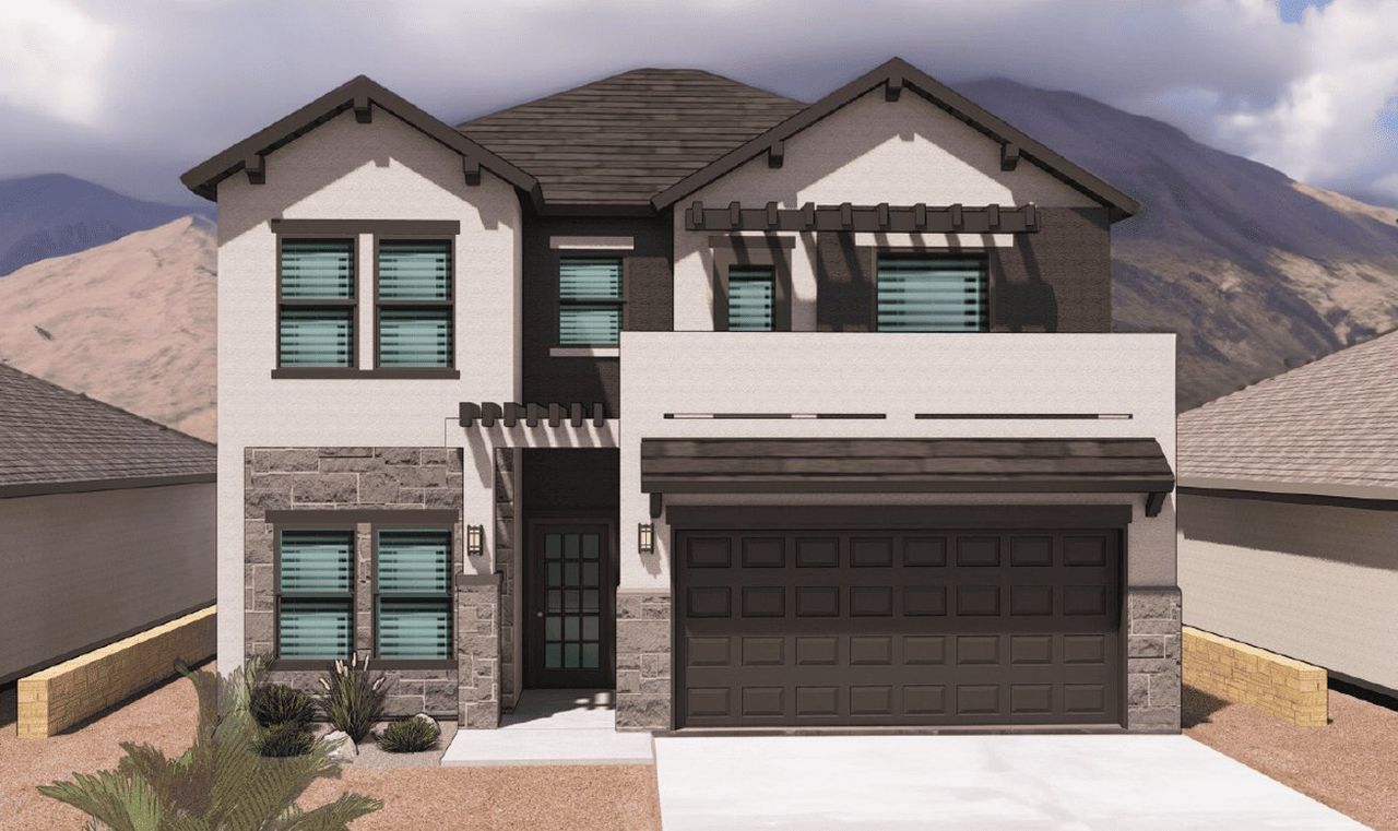 Representative exterior photo of a completed home built from the LORY-1983SM by Saratoga Homes in Paseo Del Este, El Paso, TX (Image 2).