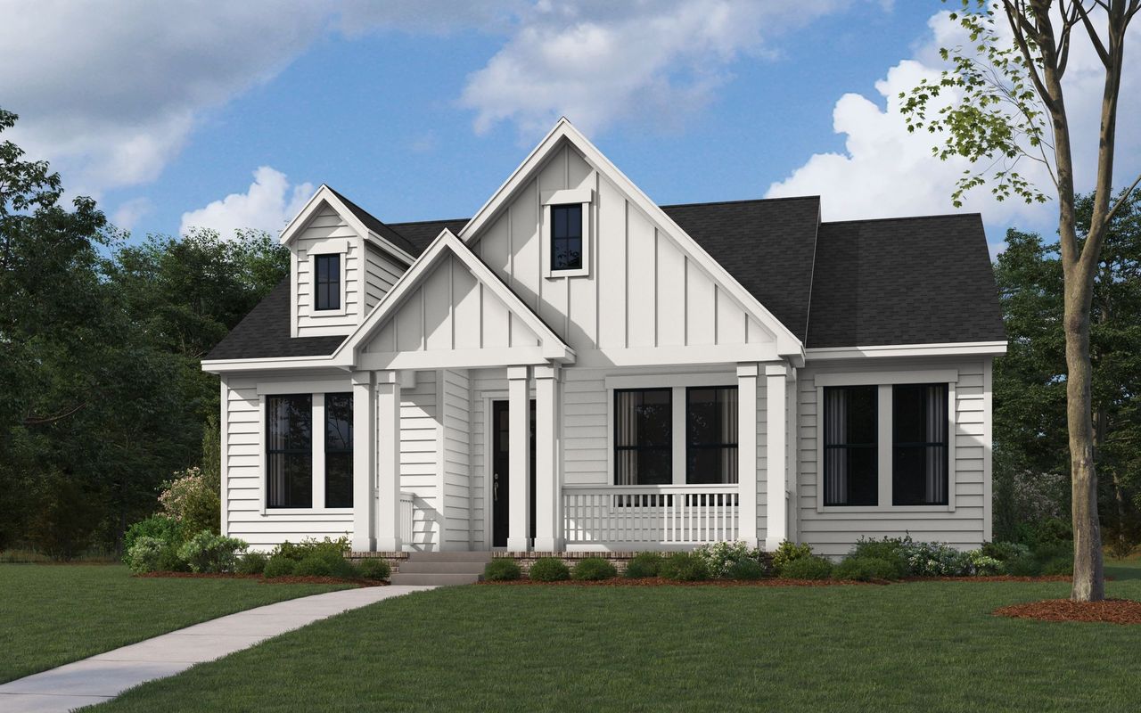 Front exterior of a new home in MidTowne, Midlothian, TX, highlighting curb appeal (Image 2).