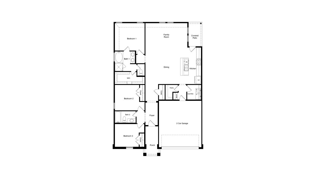 2D floor plan layout of this home in Treeline, Justin, TX (Image 2).