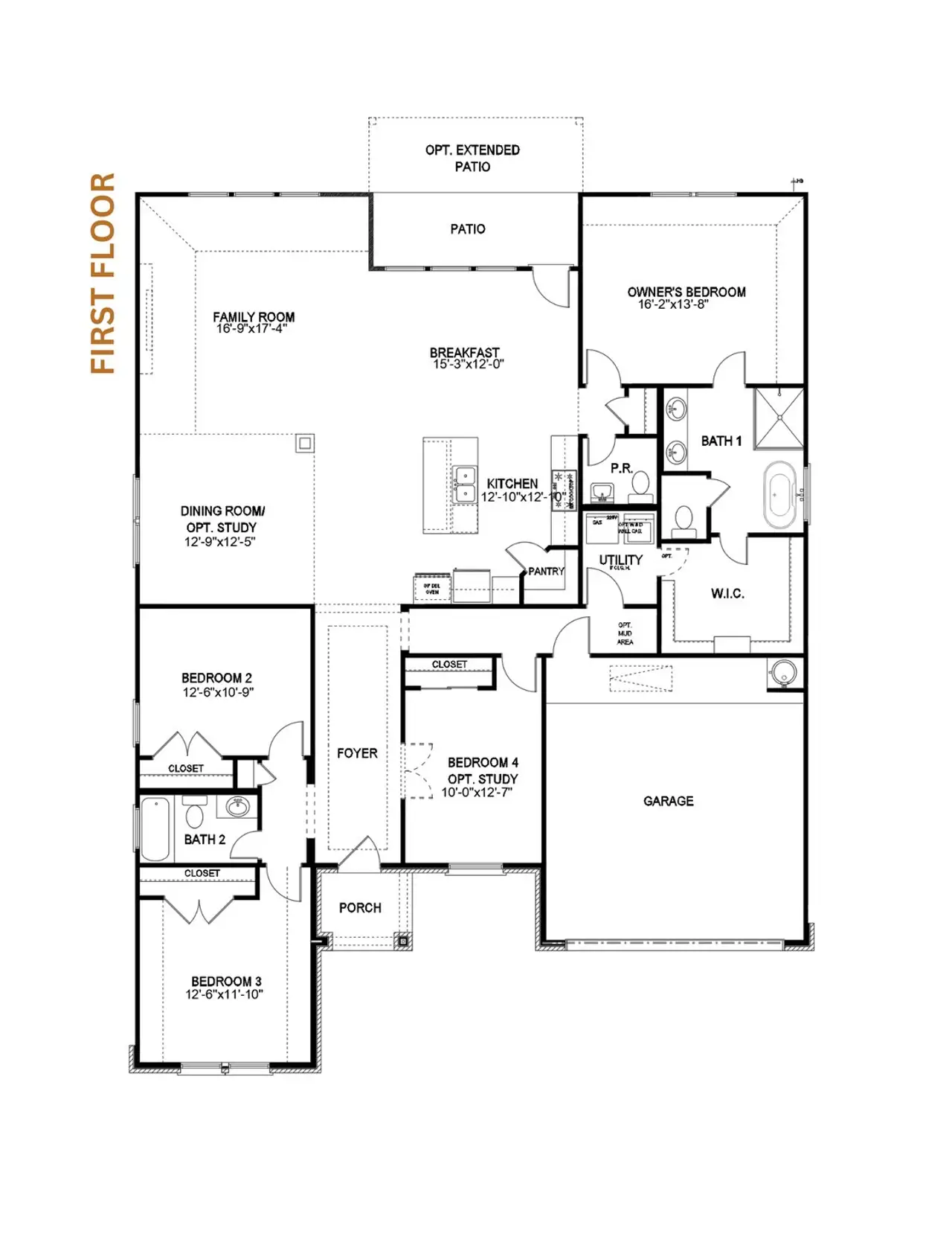 2D floor plan layout for the Sarah 2070 S by Saratoga Homes in Foxtail Palms, Manvel, TX (Image 2).