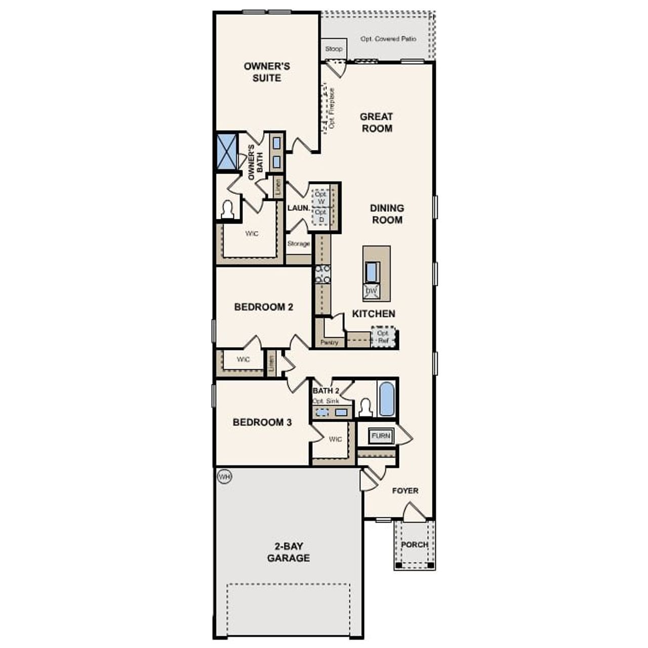 2D floor plan layout of this home in Trinity Ranch, Elgin, TX (Image 2). 2D floor plan layout of this home in Trinity Ranch, Elgin, TX (Image 2).