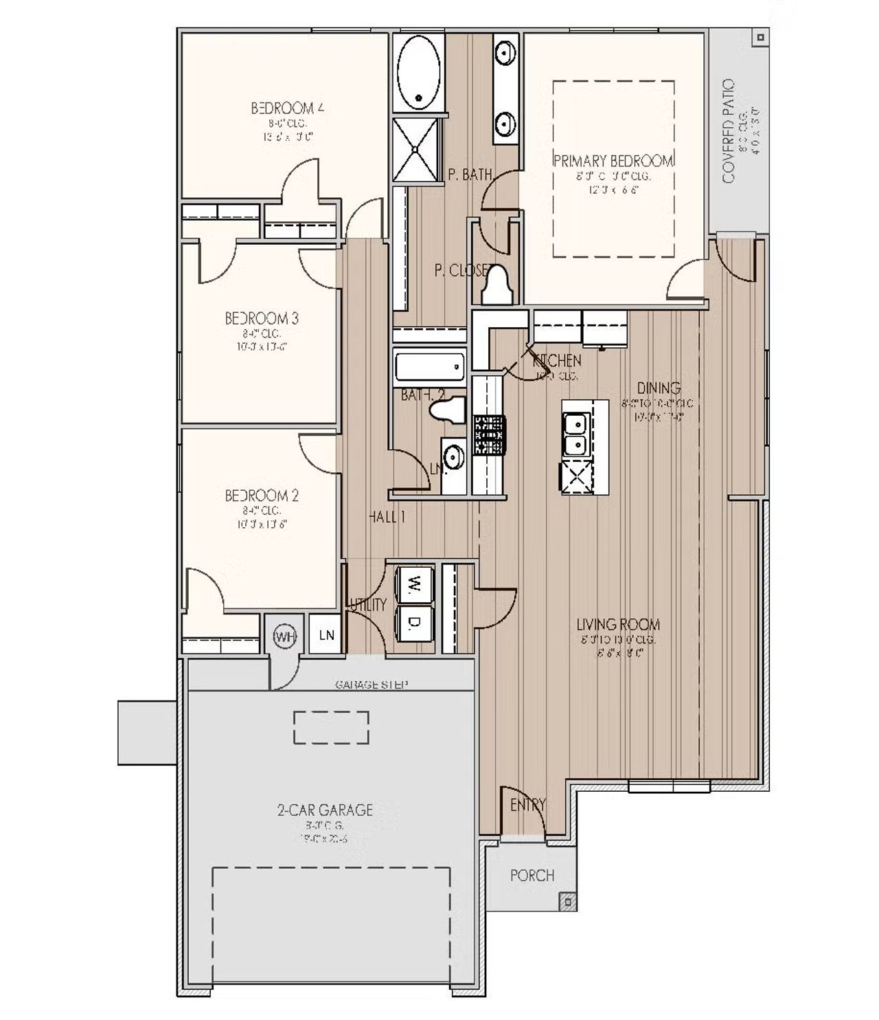 2D floor plan layout for the Lynndale Plus by Home Creations in Lexington Heights, Willis, TX (Image 2).