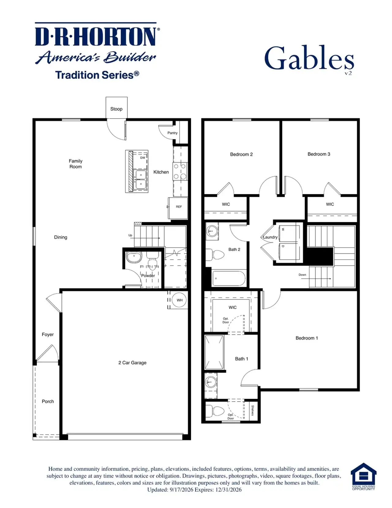 2D floor plan layout of this home in Homestead at Parks Bell Ranch, Odessa, TX (Image 2).