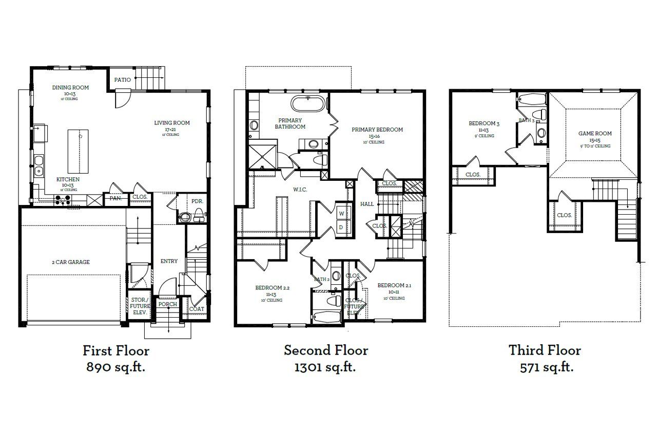 2D floor plan layout of this home in chatterton Oaks, Houston, TX (Image 2).