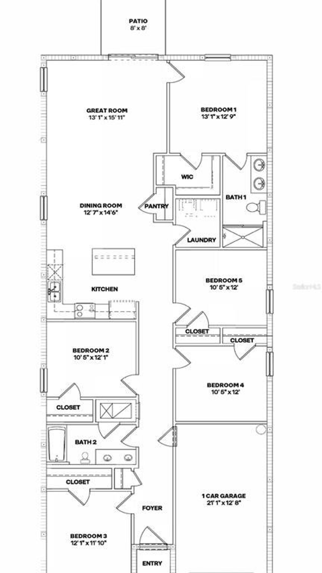 2D floor plan layout of this home in Rye Crossing, Parrish, FL (Image 2).