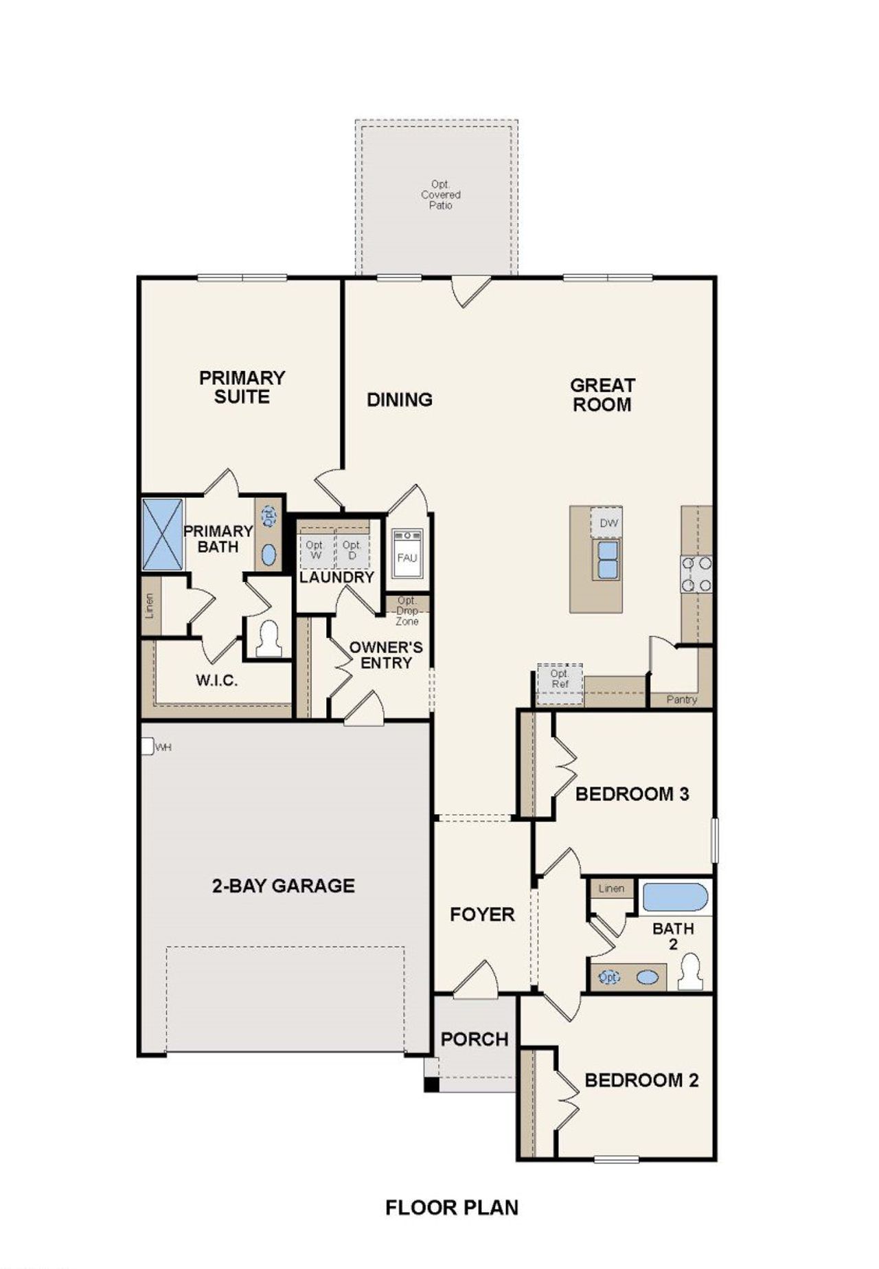 2D floor plan layout for the Buchanan by Century Communities in Crockett Meadows, Conroe, TX (Image 2).