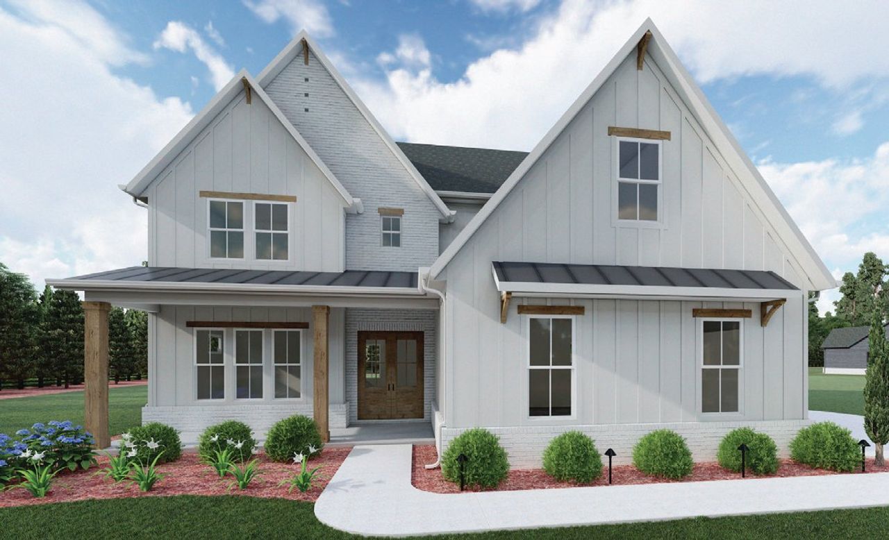 Representative exterior photo of a completed home built from the The Vivienne by David Patterson Homes in Long Hollow Landing, Gainesville, GA (Image 2).