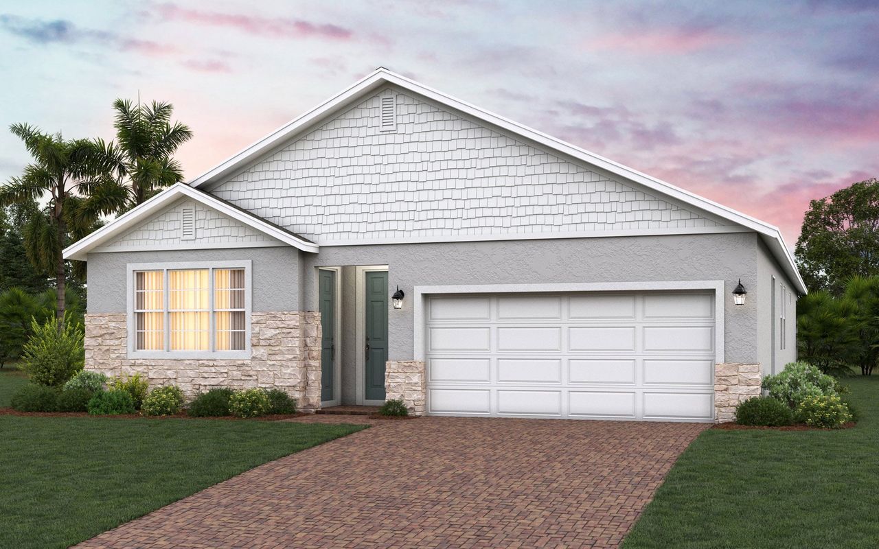 Kennedy elevation 3 shown with optional stone