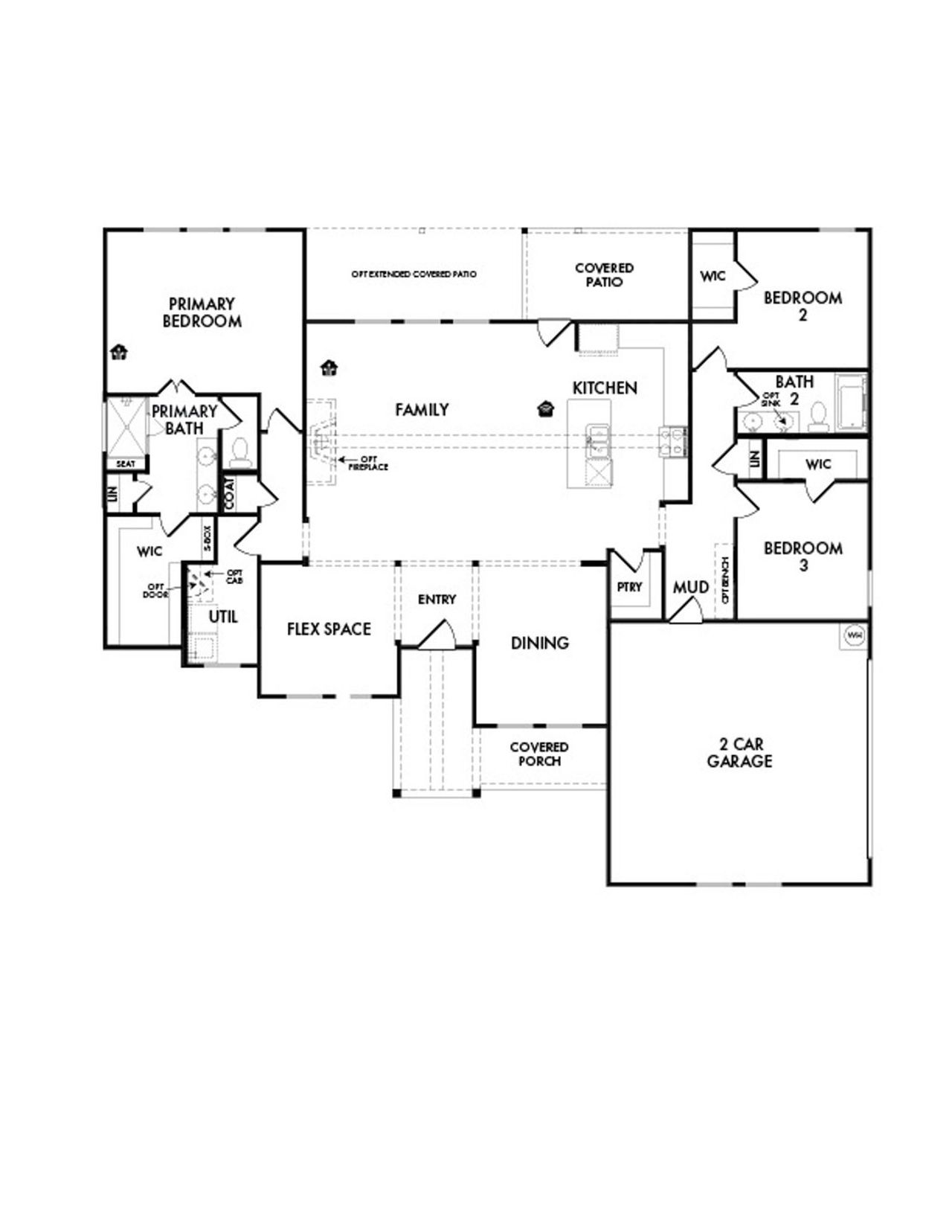 2D floor plan layout of this home in Carrera Ranch, Waxahachie, TX (Image 2).