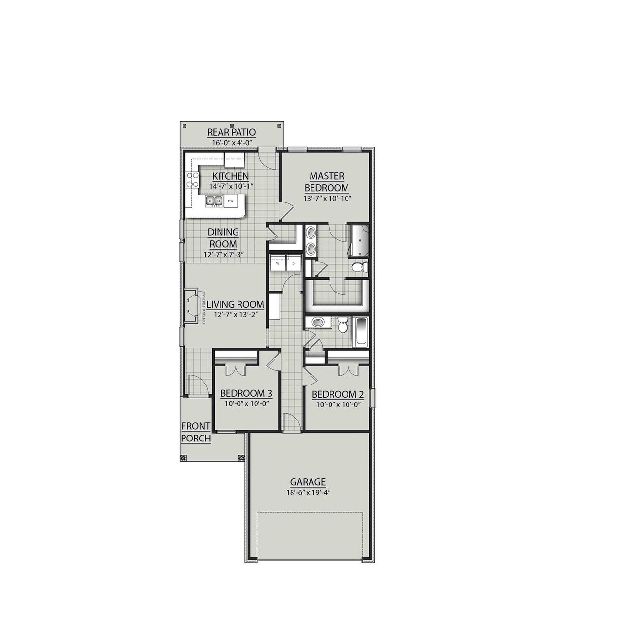 2D floor plan layout for the Idle II H by DSLD Homes in Natureview, Freeport, FL (Image 2).