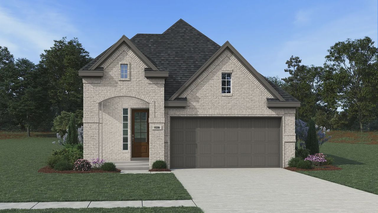 Representative exterior photo of a completed home built from the Conroe by Chesmar Homes in Elyson 60's, Katy, TX (Image 2).