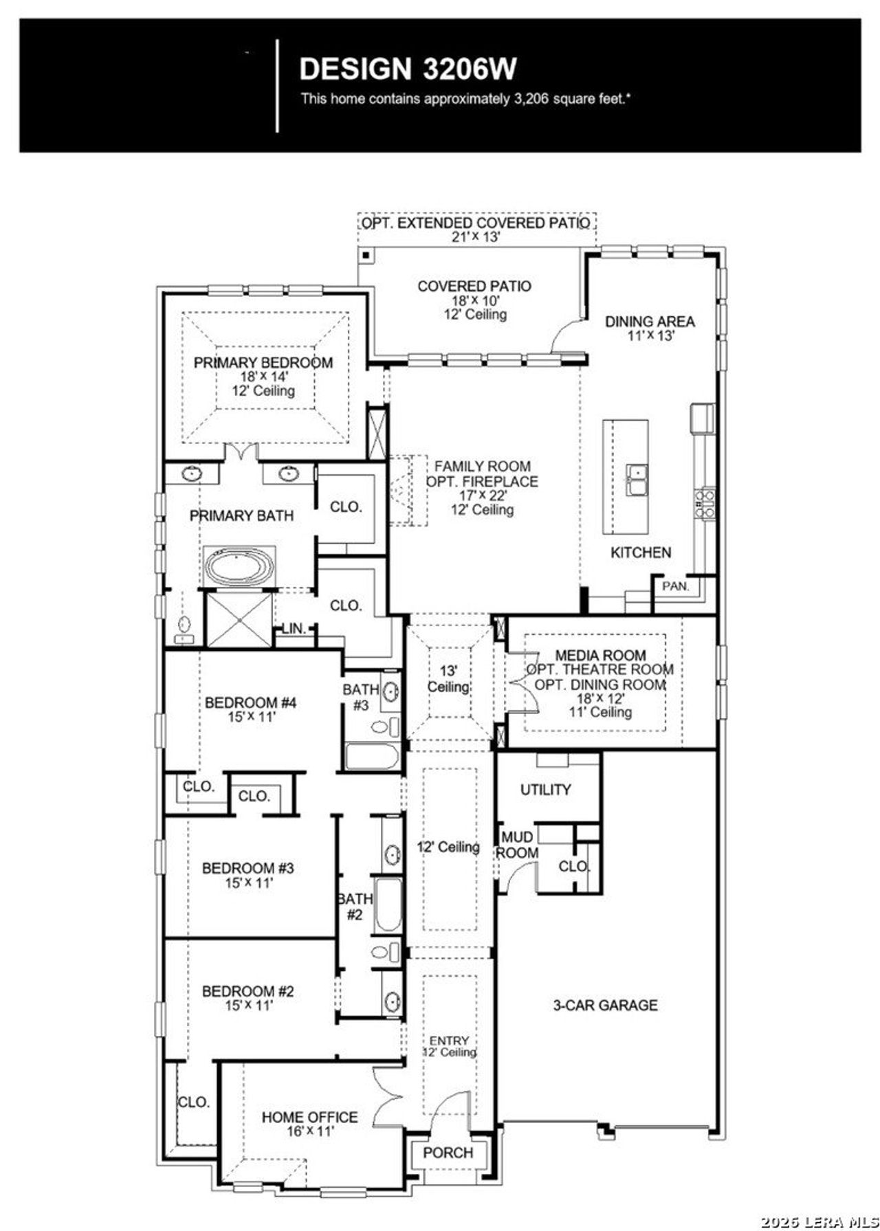 2D floor plan layout of this home in Veramendi, New Braunfels, TX (Image 2).