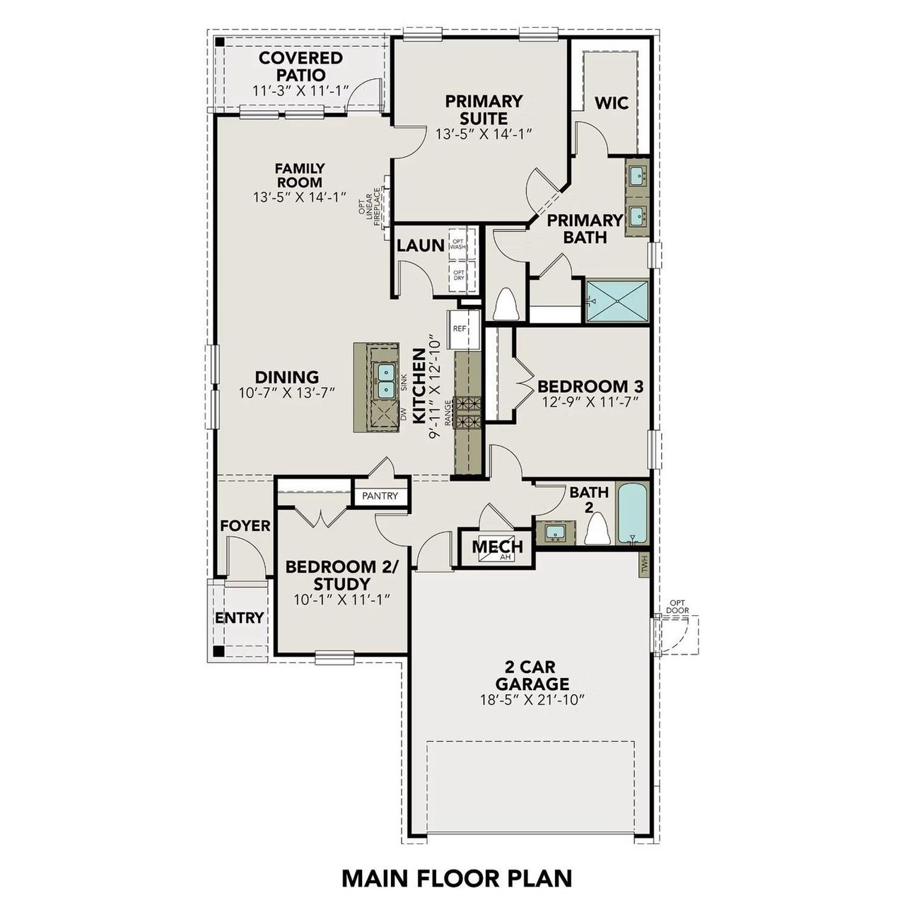 2D floor plan layout of this home in River Ranch Meadows, Dayton, TX (Image 2).