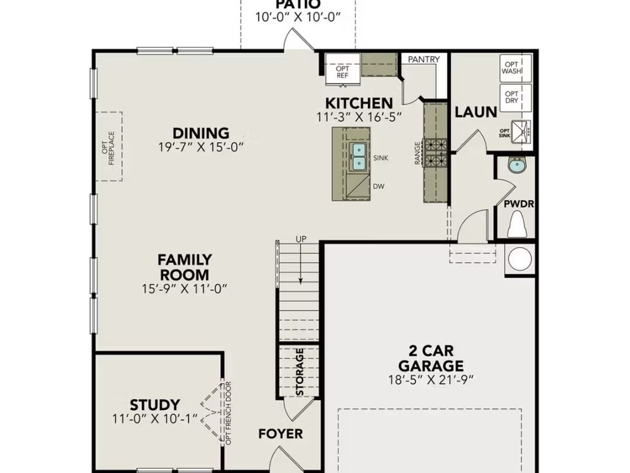 2D floor plan layout of this home in Horizon Pointe, Converse, TX (Image 2).
