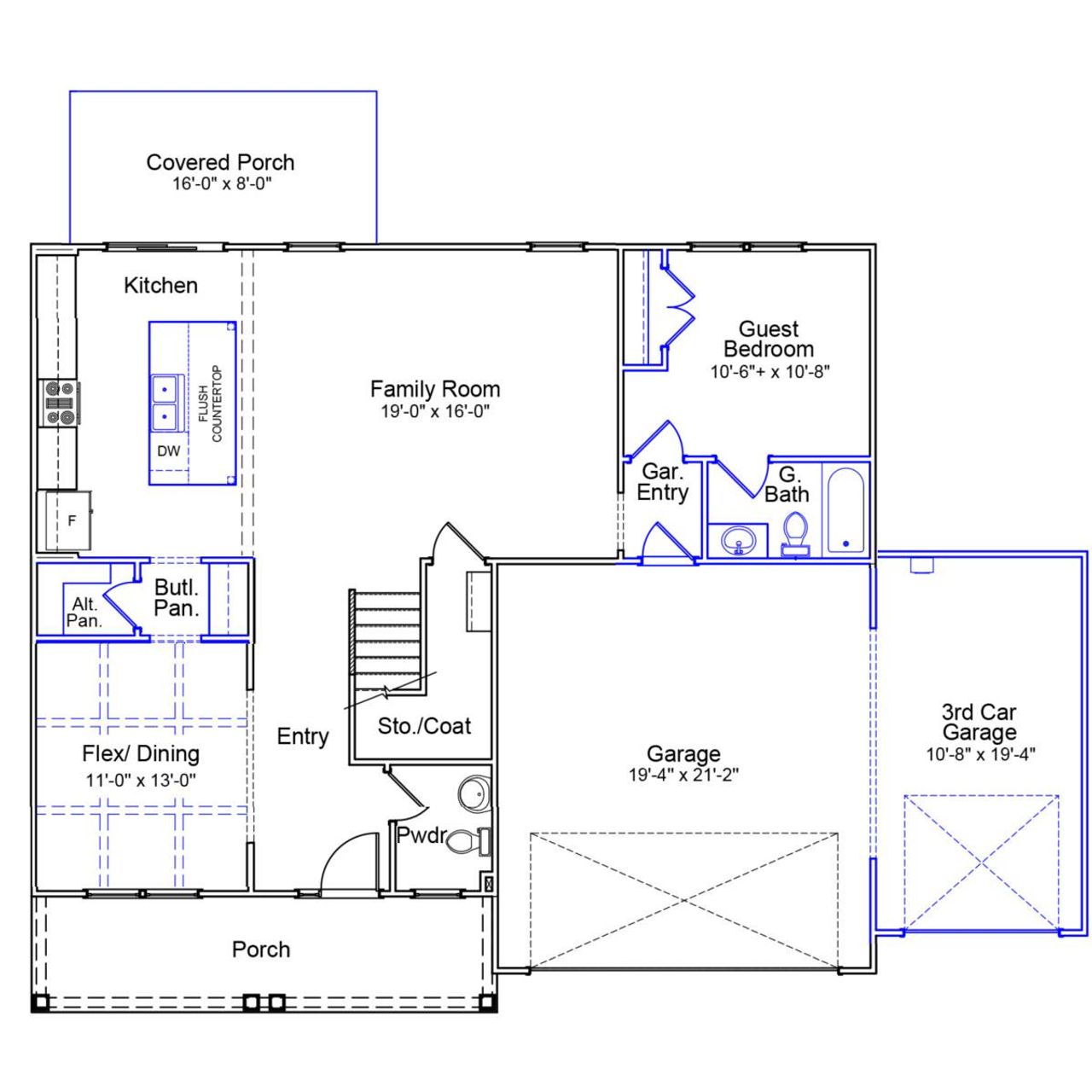 2D floor plan layout of this home in Hawthorn Ridge, Inman, SC (Image 2).