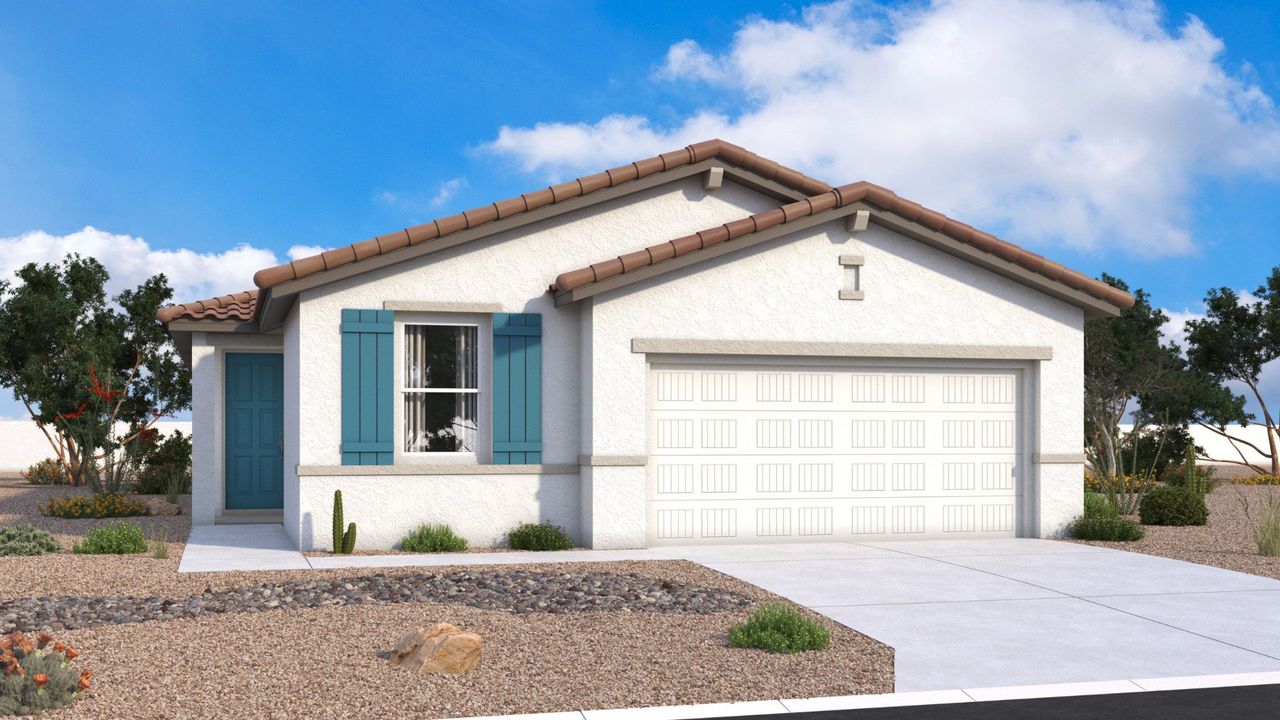 Representative exterior photo of a completed home built from the Bisbee by DRB Homes in Magma Ranch, Florence, AZ (Image 2).